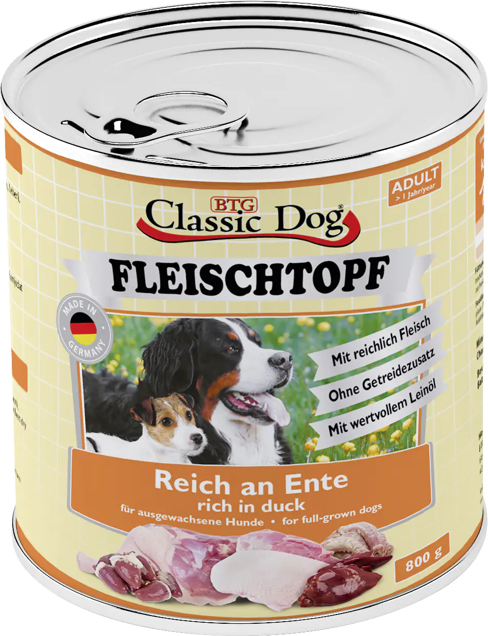 Classic Dog Fleischtopf Ente 800 g Adult Classic Dog Fleischtopf Ente 800 g Adult