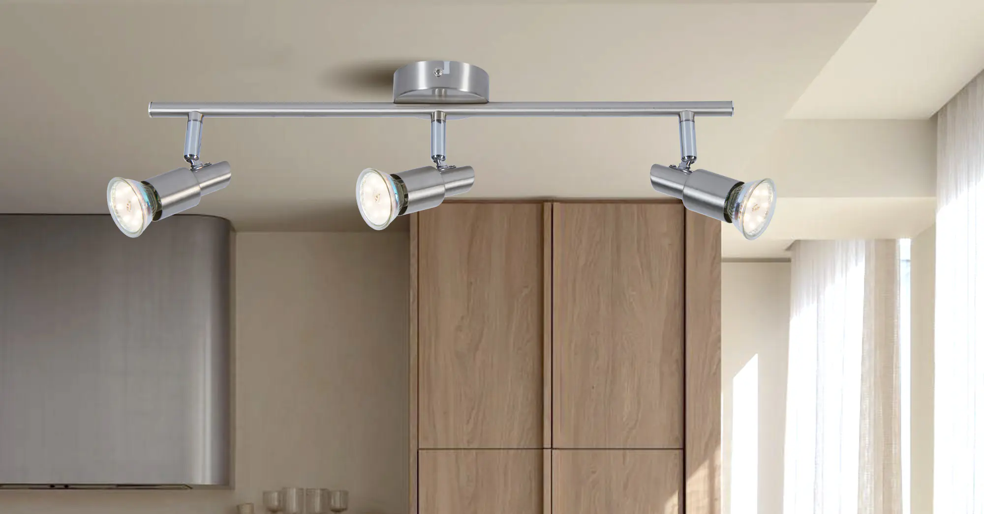 LED Leuchten 3er Spot Lina nickel-chrom 47 x 12 cm warmweiß