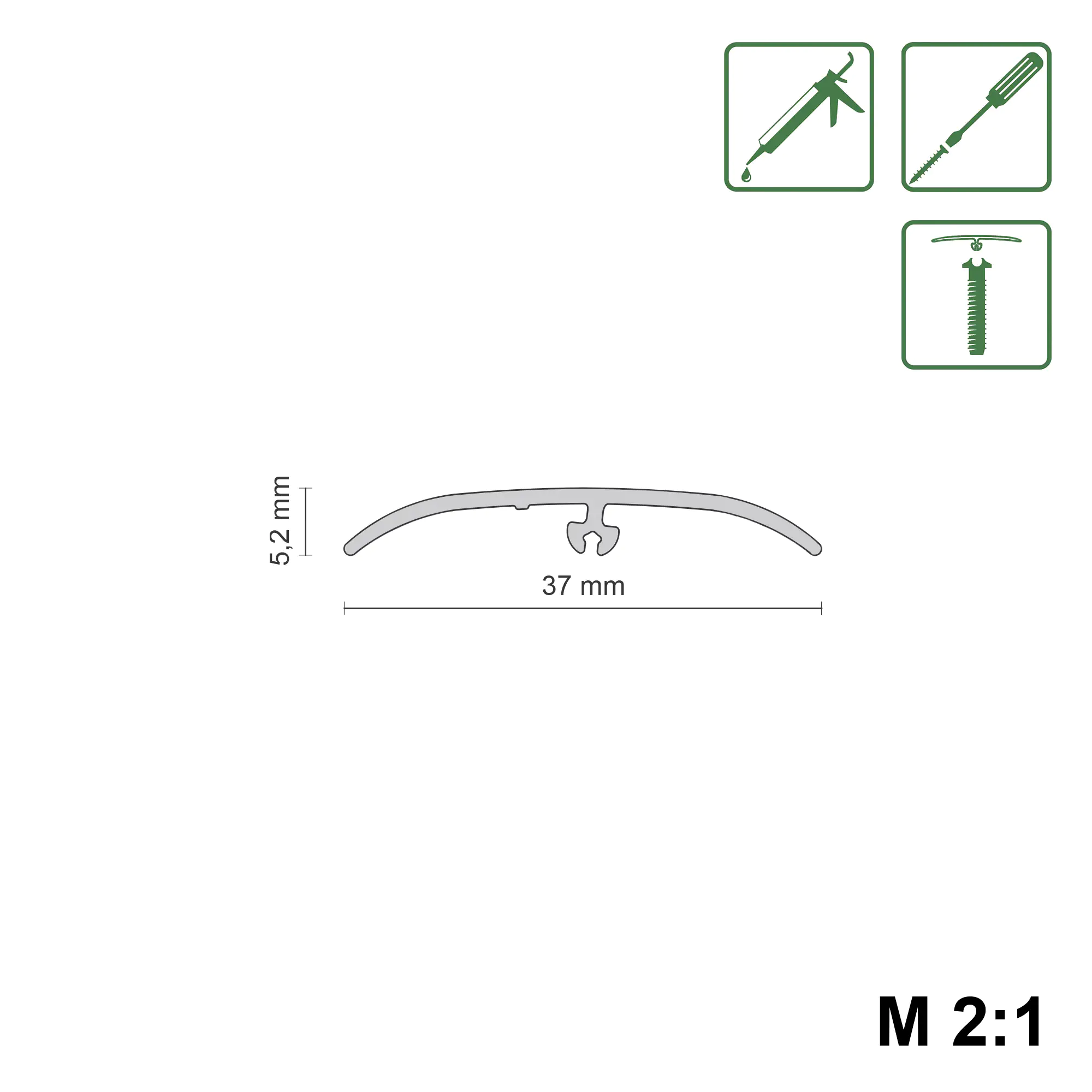 Neuhofer Übergangsprofil 90 cm, 37,5 x 5,5 mm Neuhofer Übergangsprofil 90 cm, 37,5 x 5,5 mm