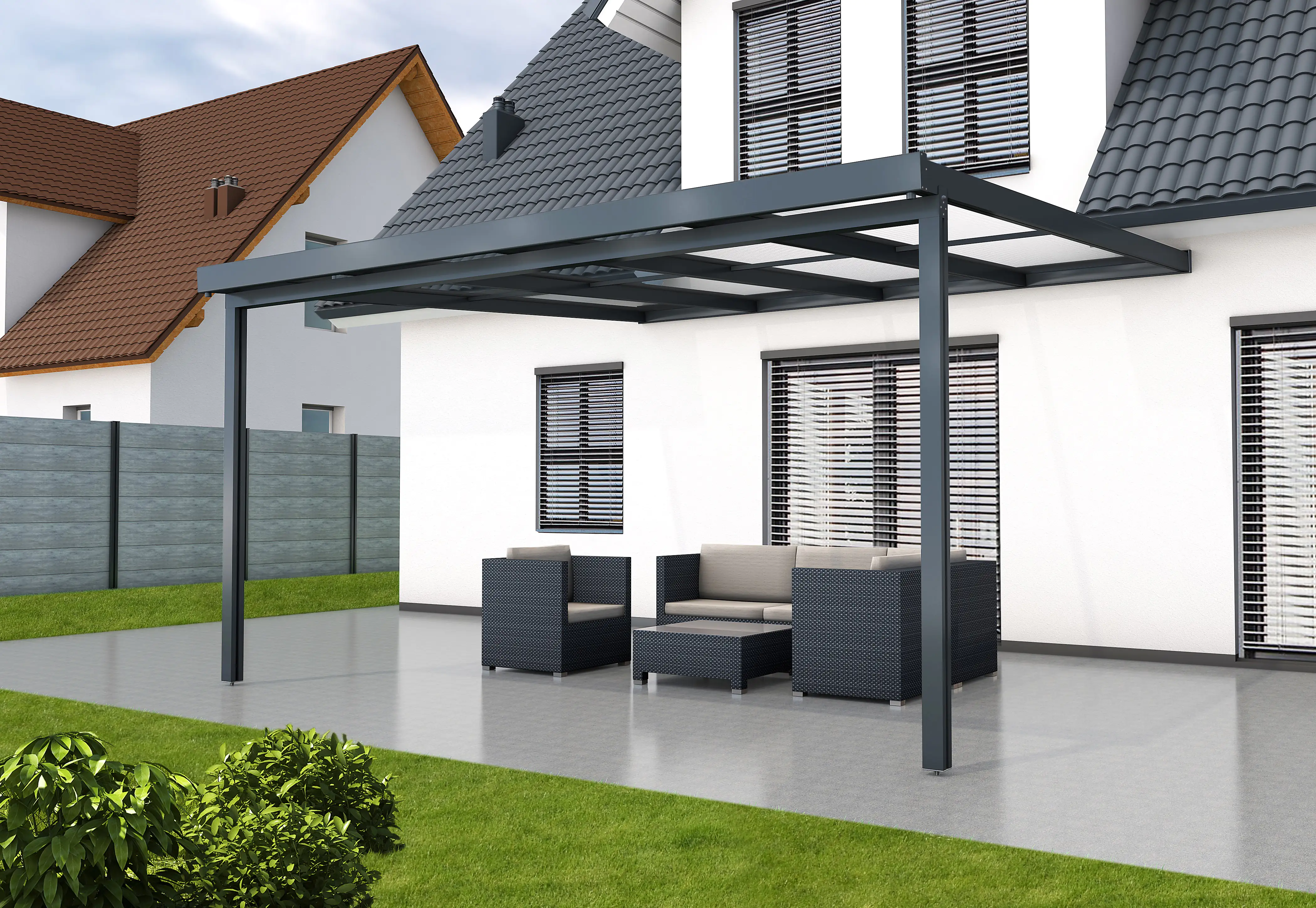 Gutta Premium Terrassendach 410,2 x 406 cm anthrazit PC klar 16 mm