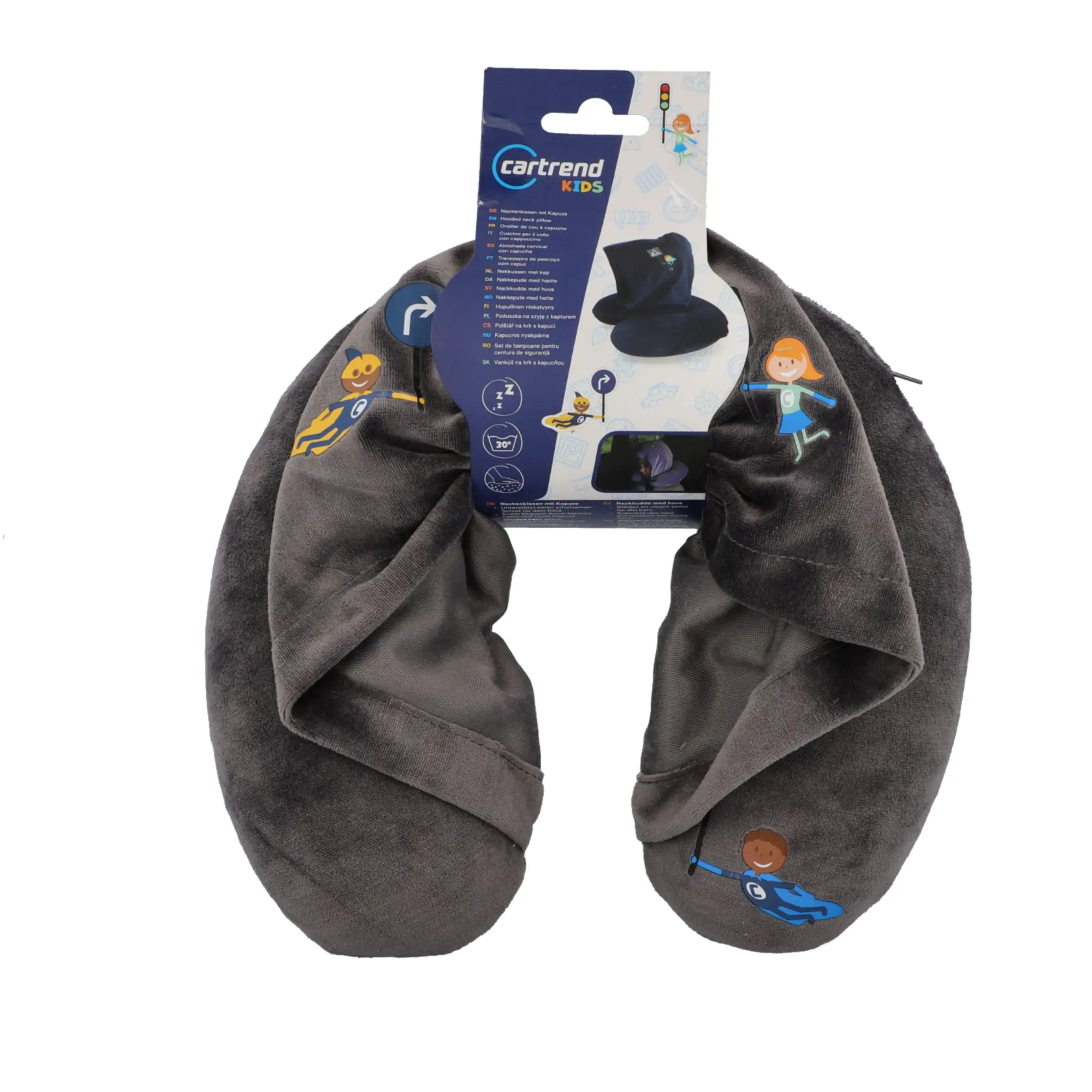 Cartrend Kids Nackenkissen mit Kapuze grau Cartrend Kids Nackenkissen mit Kapuze grau