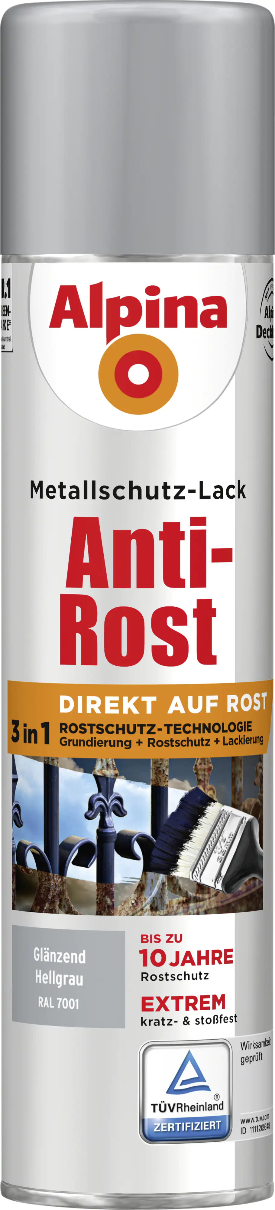 Alpina Sprühmetallschutz-Lack Anti Rost 400 ml grau glänzend Alpina Sprühmetallschutz-Lack Anti Rost 400 ml grau glänzend