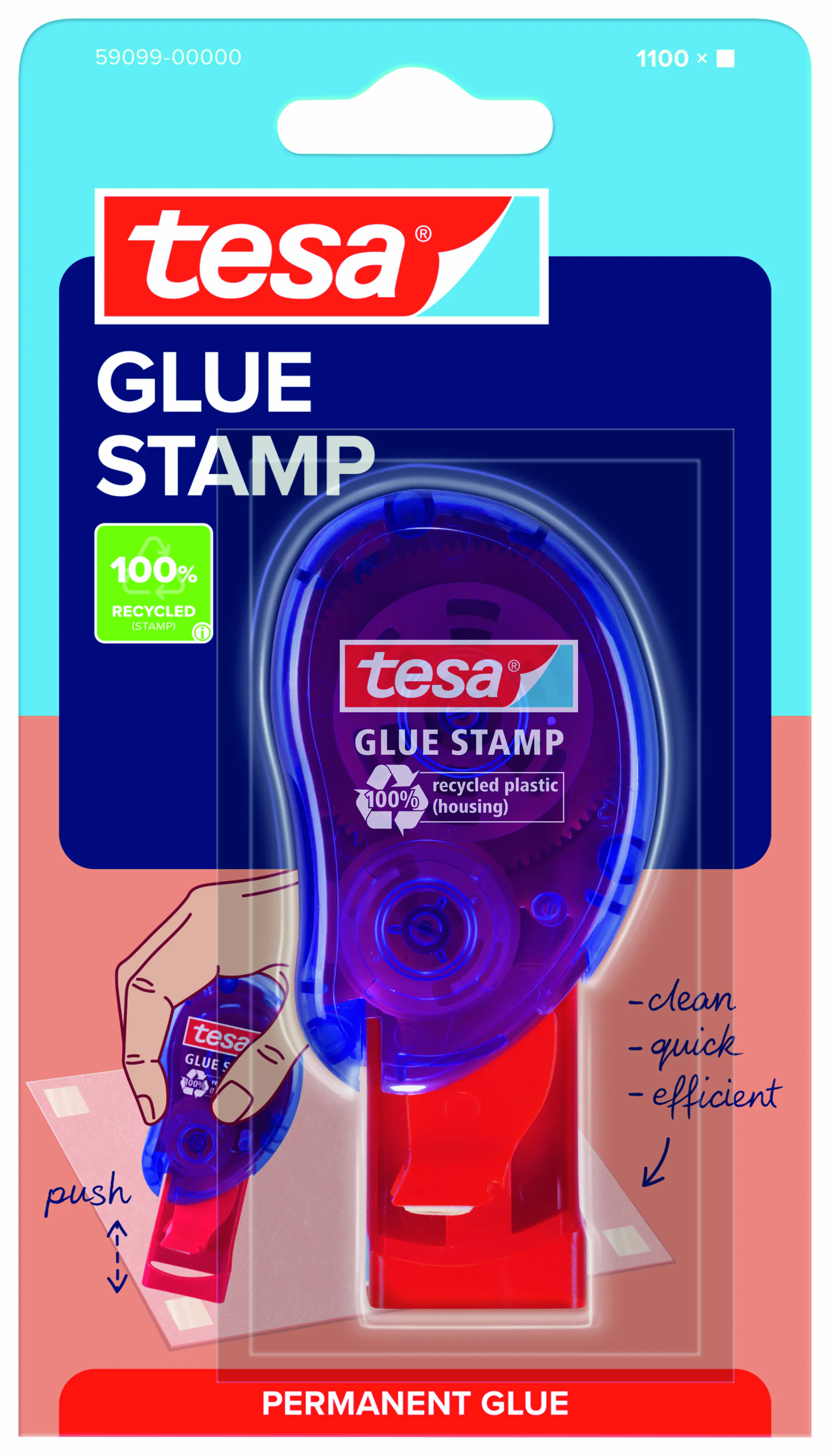 tesa Klebestempel permanent ecoLogo 1100 Klebepads