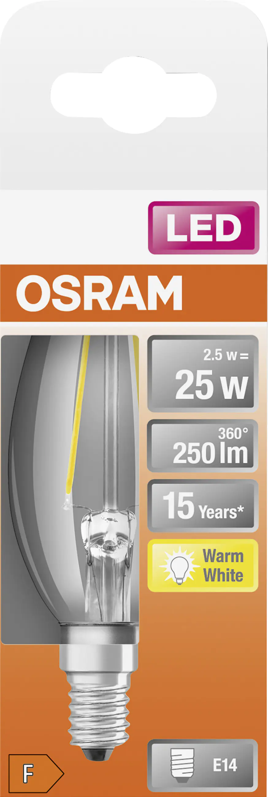 Osram LED Leuchtmittel Retrofit CLB 25 E14 2,5W warmweiß, klar