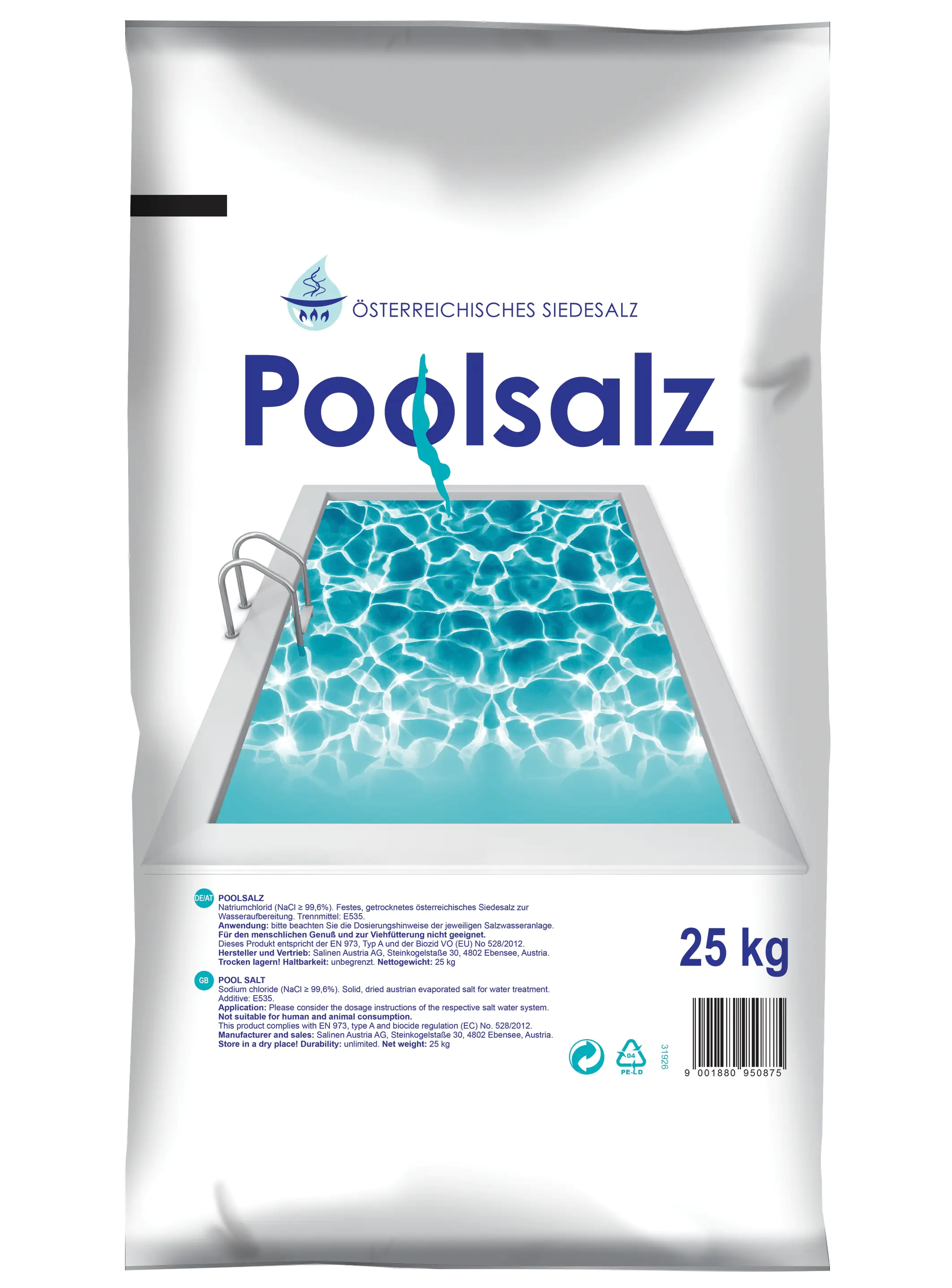 9001880950875 Hamann Mercatus Poolsalz Siedesalz 25 kg
