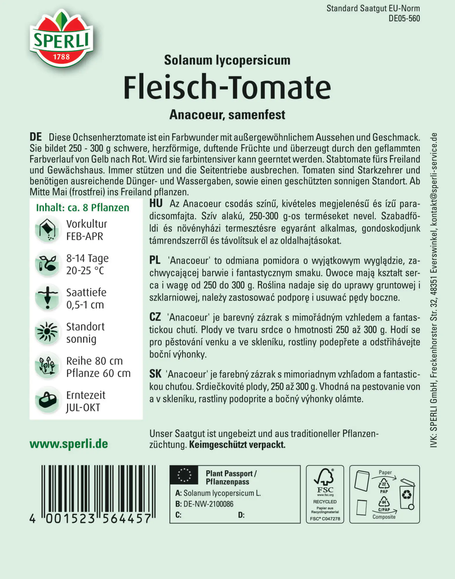 Sperli Fleischtomate Anacoeur