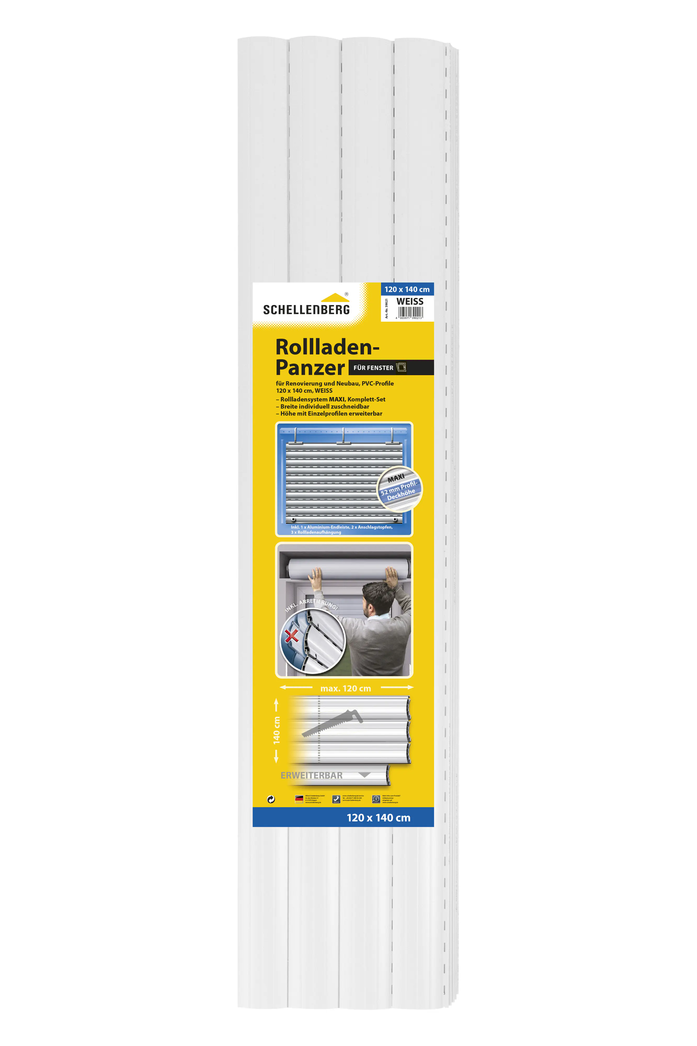 Schellenberg Rollladenpanzer Komplett-Set Maxi 120 x 140 cm weiß