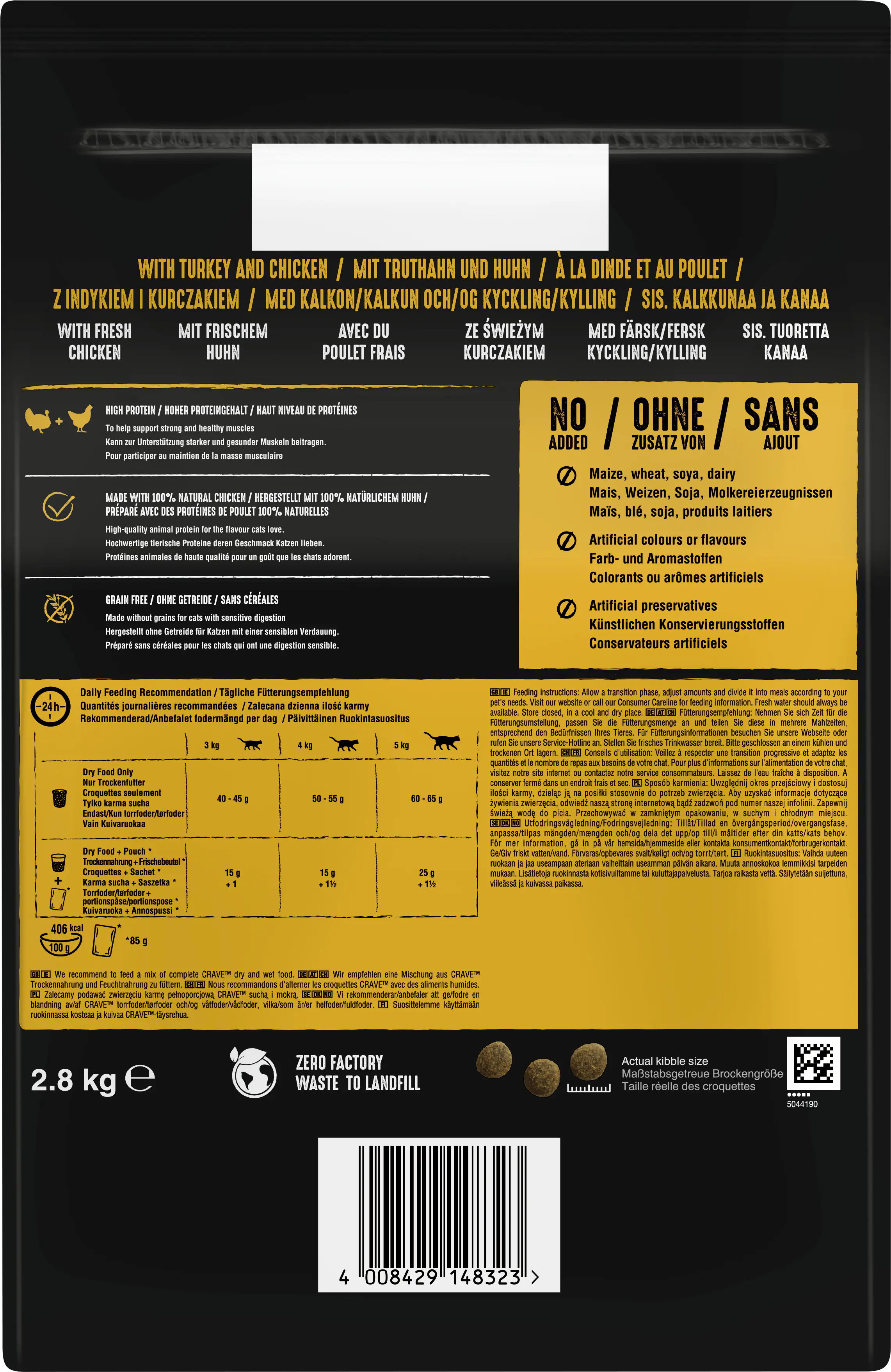 Crave Adult mit Truthahn und Huhn Katzenfutter 2,8 kg