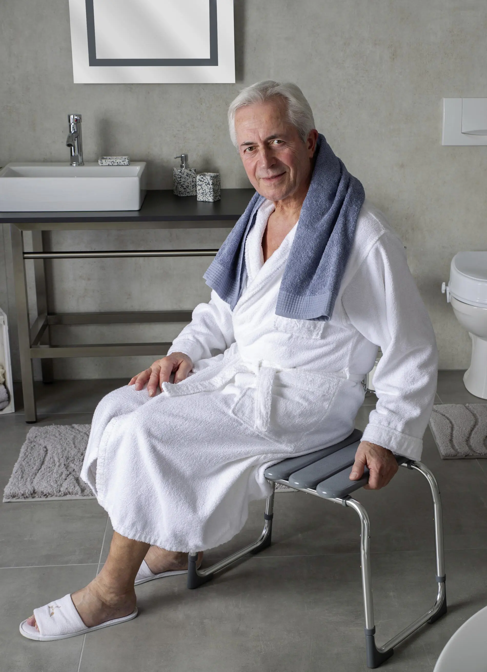 Ridder Bad-Hocker Pro, zementgrau, höhenverstellbar,