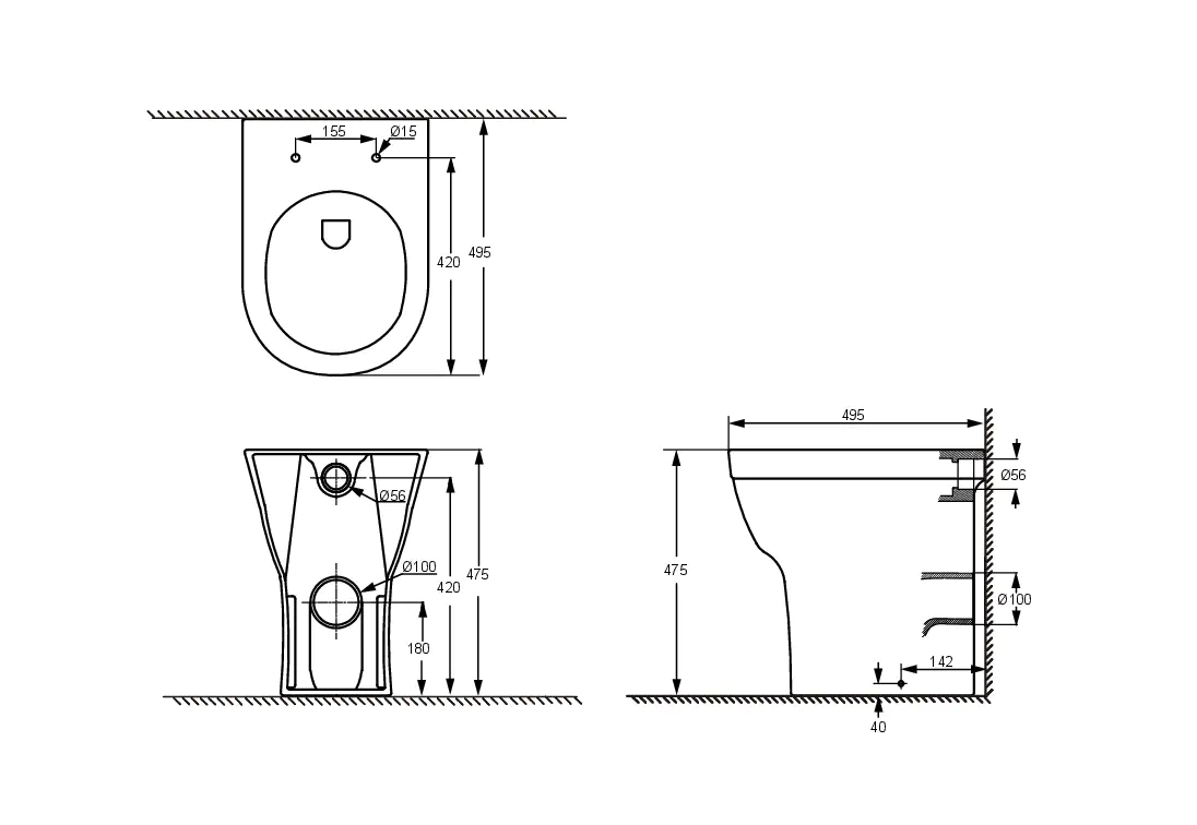 4333692056441_9 Primaster Stand WC spülrandlos Kappa Tiefspüler weiß inkl. WC Sitz