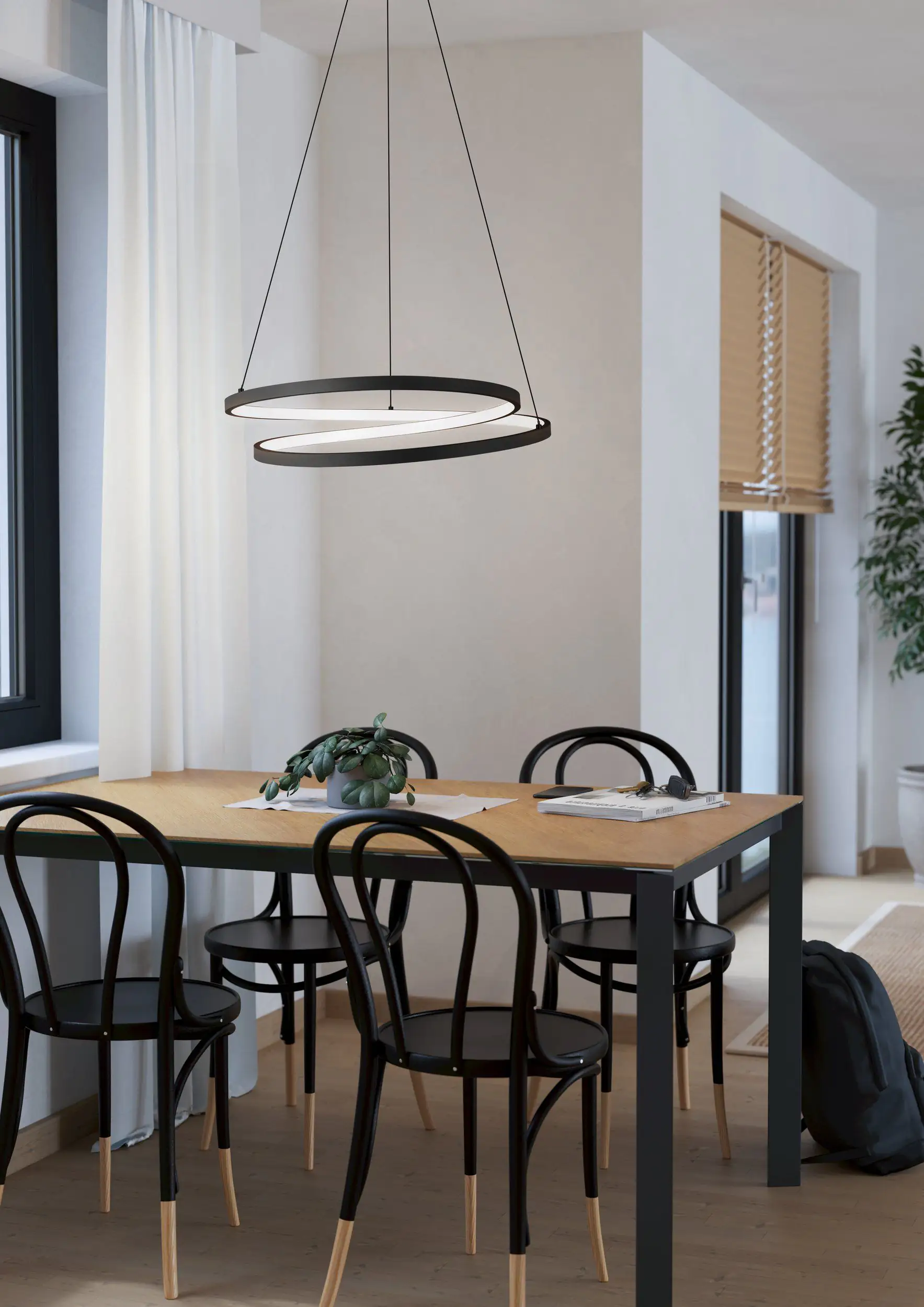 Eglo LED Pendelleuchte Ruotale schwarz weiß 55 x 150 cm  Eglo LED Pendelleuchte Ruotale schwarz weiß 55 x 150 cm