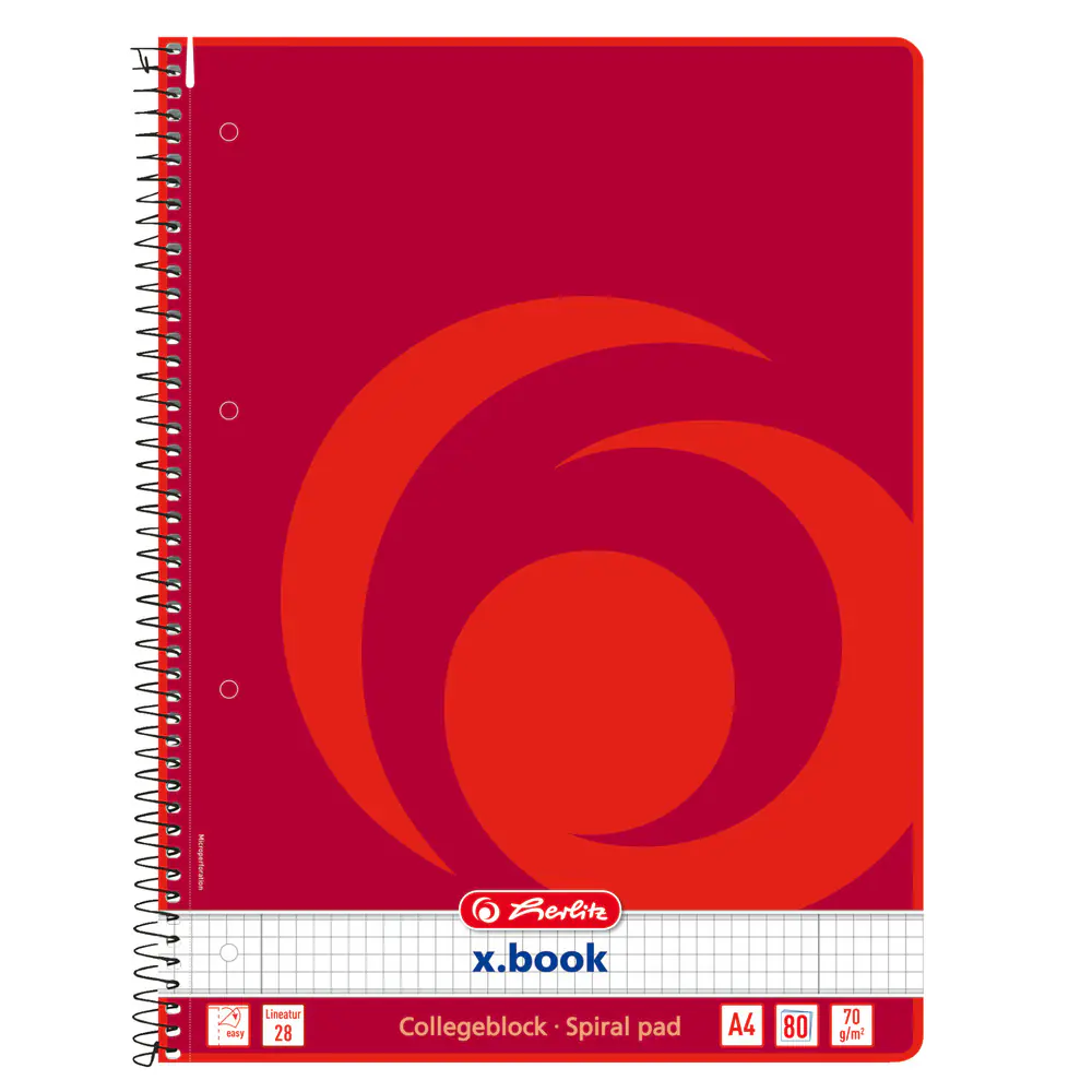 herlitz Collegeblock A4 70g/m² 80 Bl kariert  Rand links u rechts