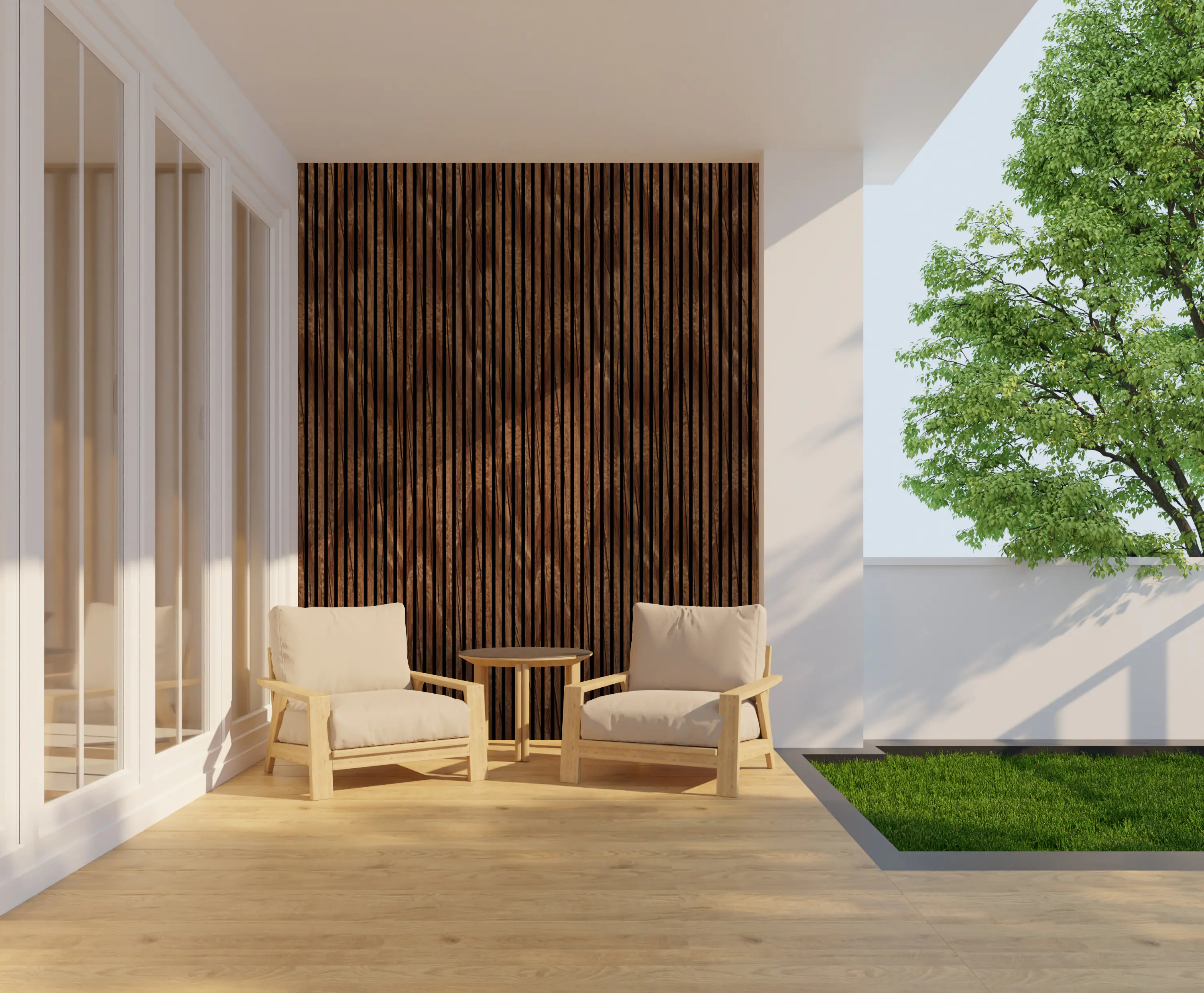 Neuhofer Akustikpaneel Eiche foliert 240 x 56,5 x 1,7 cm braun rustikal