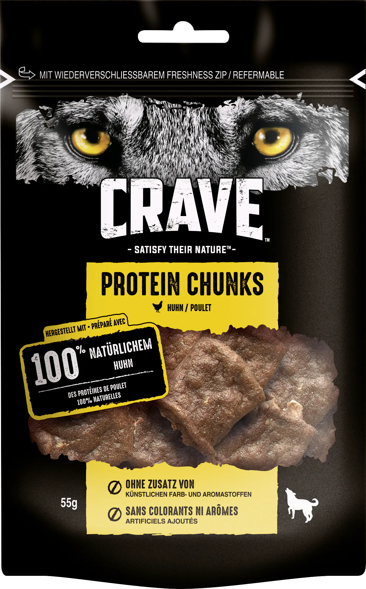 Crave Protein Chunks mit Huhn Hundesnack 55 g