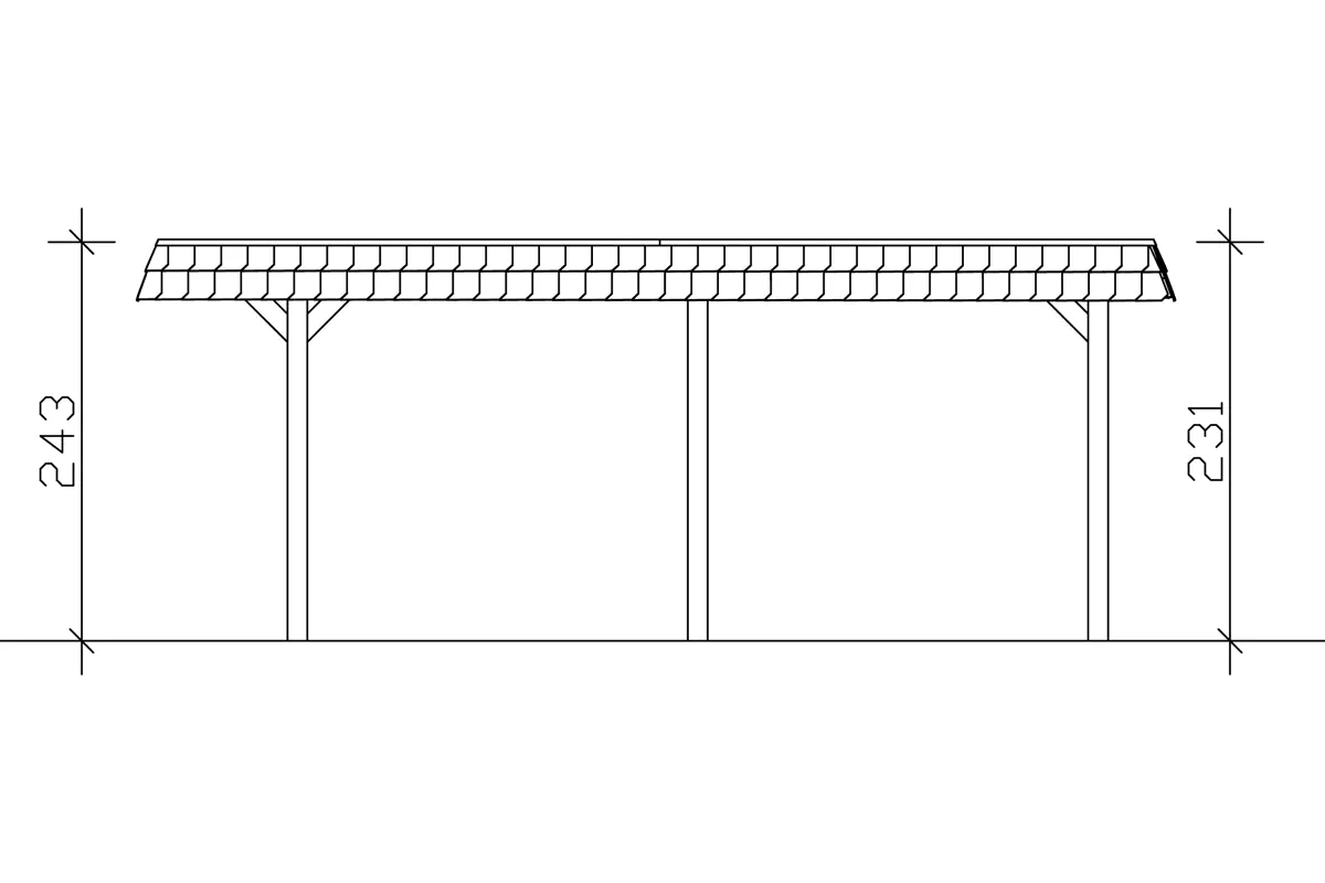 SKAN HOLZ Carport Wendland 362 x 628 cm mit EPDM-Dach, schwarze Blende