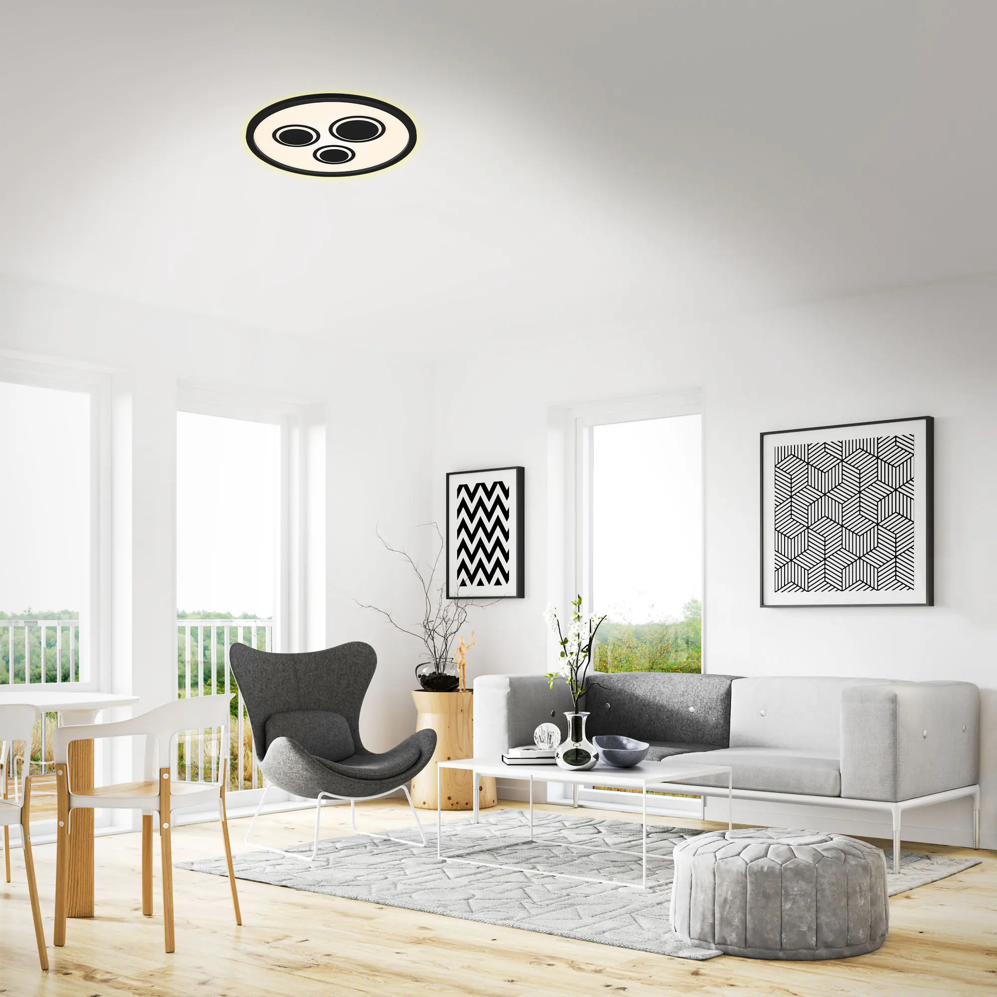 Briloner LED Panel Pac schwarz-weiß Ø 42,3 cm mit Backlight warmweiß