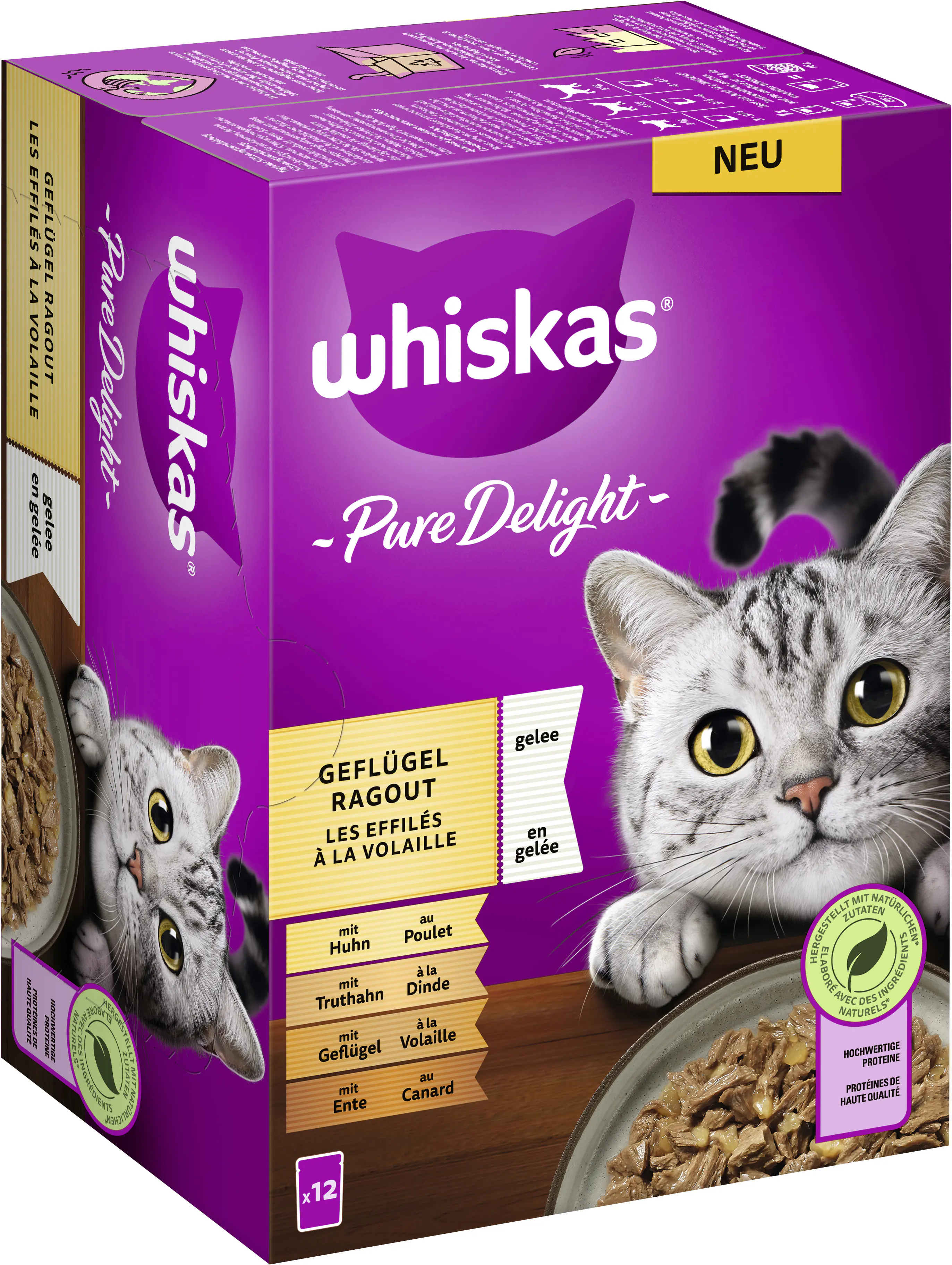 Whiskas Multipack Pure Delight Geflügelragout Katzenfutter 12 x 85 g