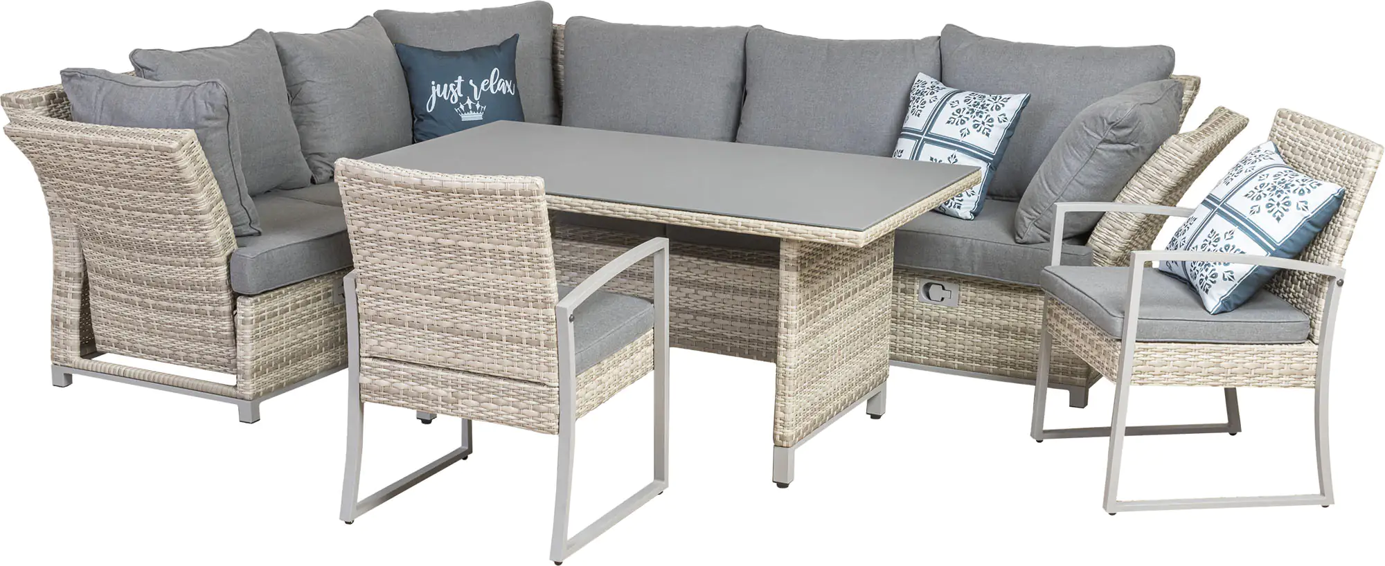 Primaster Dining Lounge Möbelset Tulum inkl. All-Wetter Kissen, 3-in-1 Primaster Dining Lounge Möbelset Tulum inkl. All-Wetter Kissen, 3-in-1