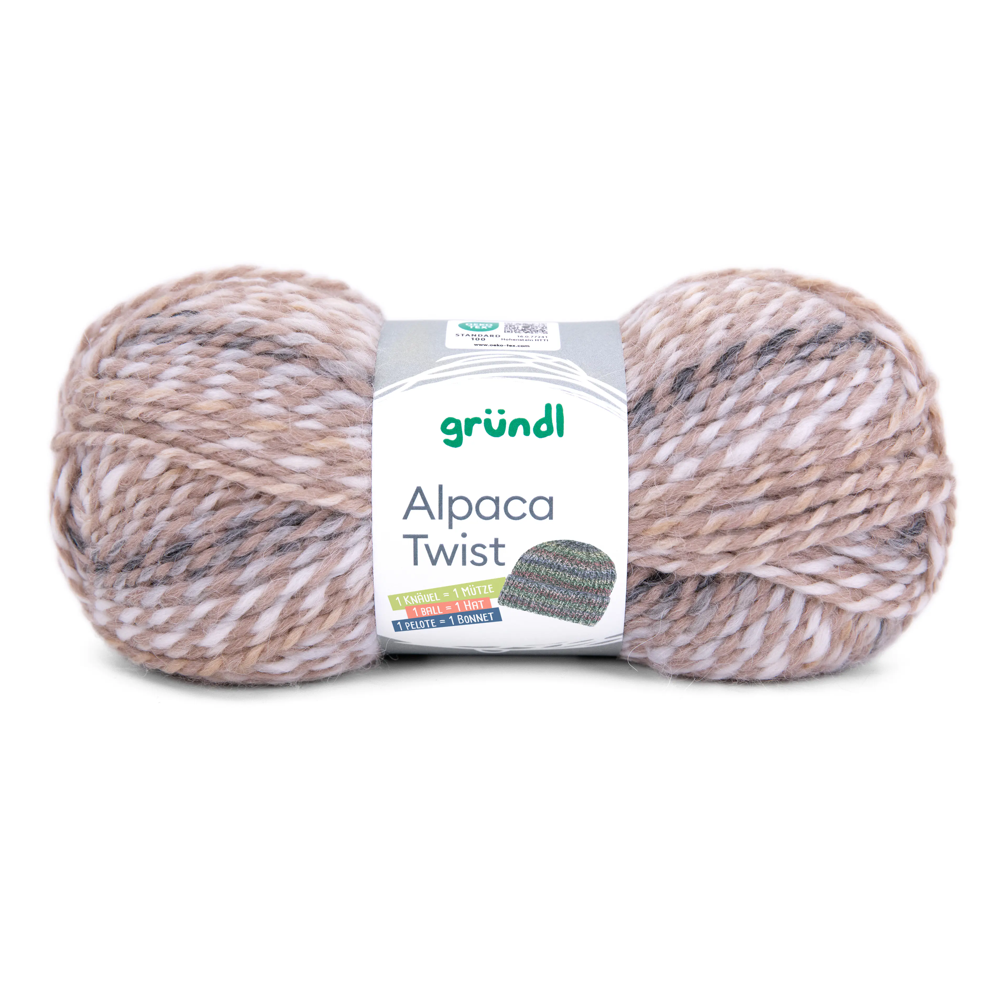 Gründl Wolle Alpaca Twist 100 g walnuss-weiß-schwarz