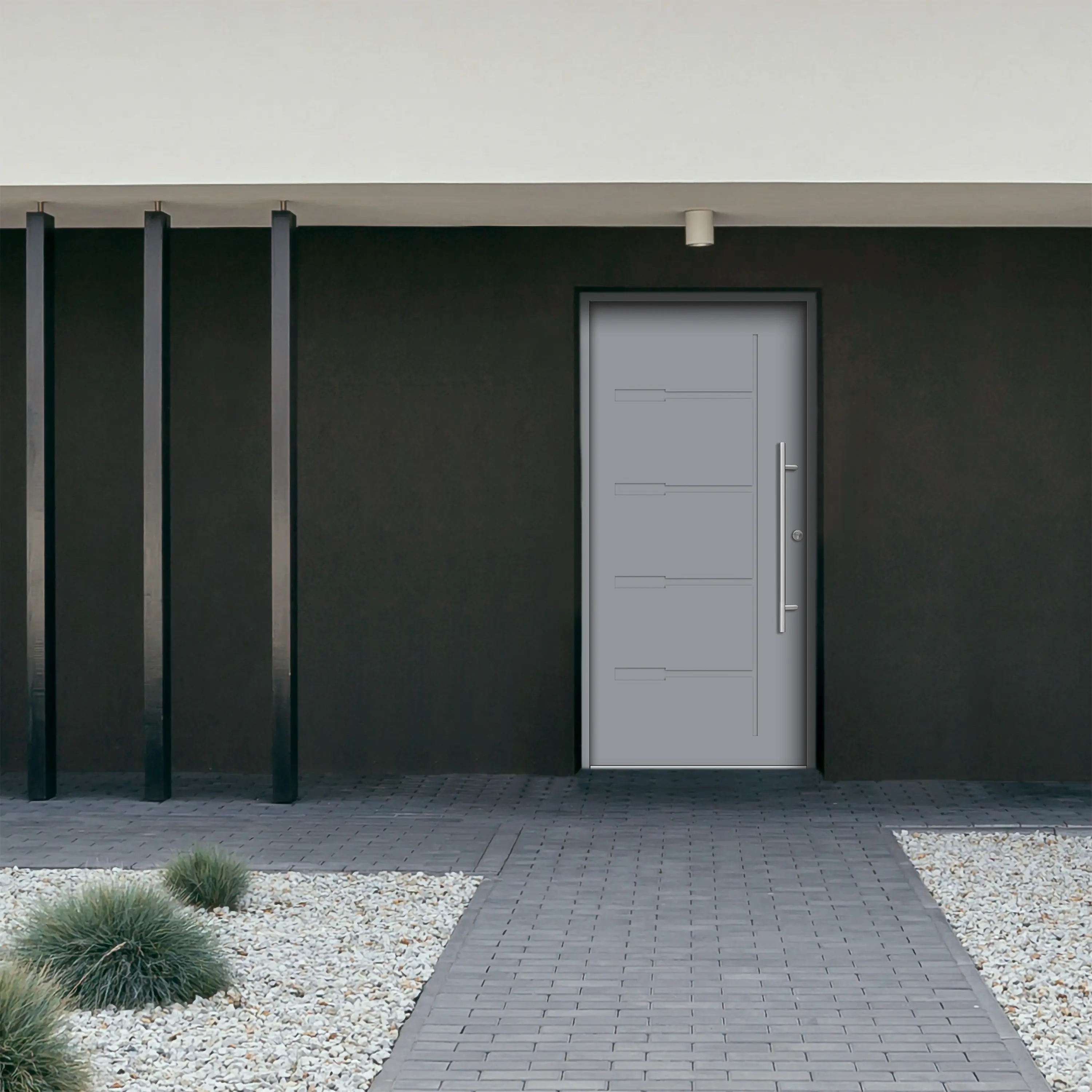 Splendoor Haustür Passivedoor Premium H1 Grau DIN Rechts 110 x 210 cm