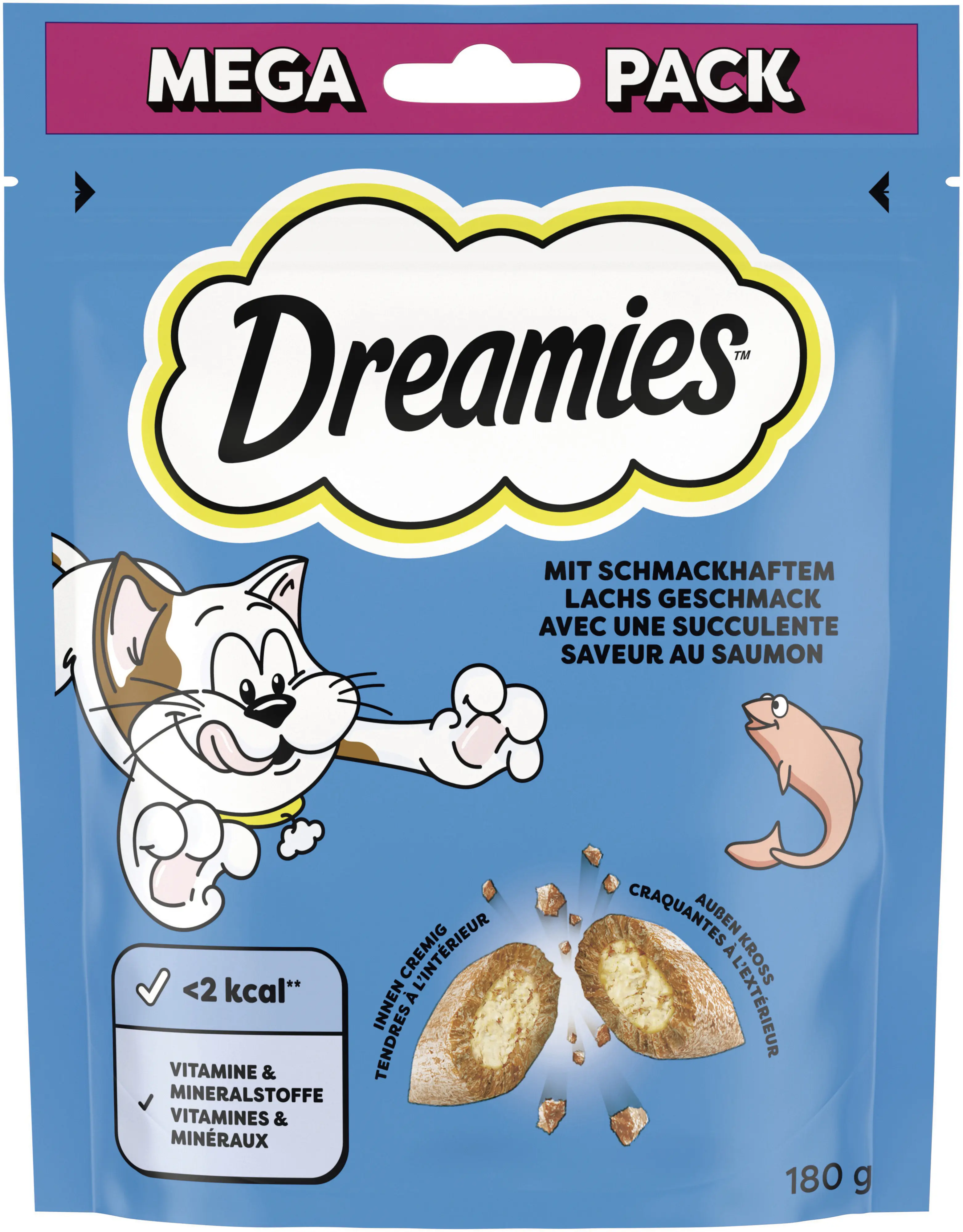 DREAMIES Katzensnack mit Lachs 180 g Mega Pack