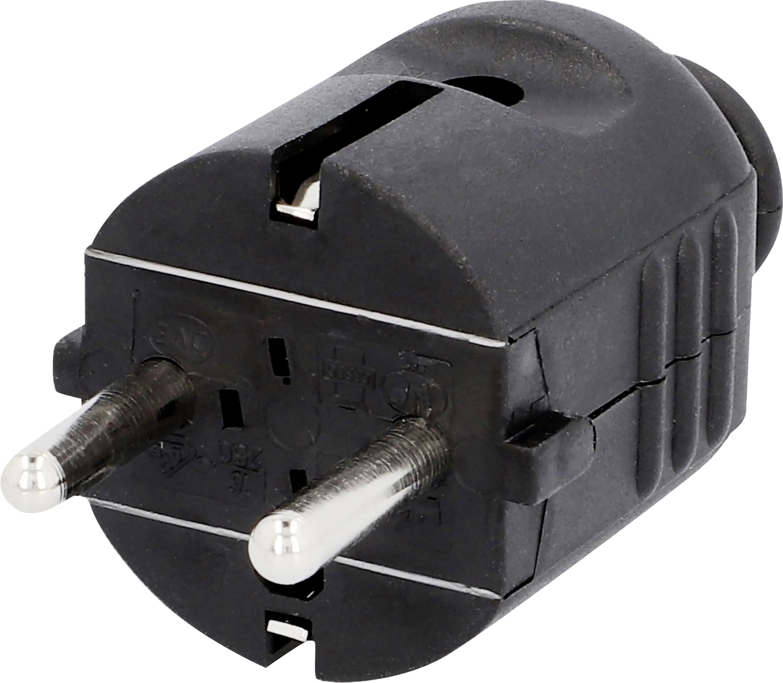 Schutzkontakt-Stecker mit Knickschutz, schwarz Schutzkontakt-Stecker mit Knickschutz, schwarz
