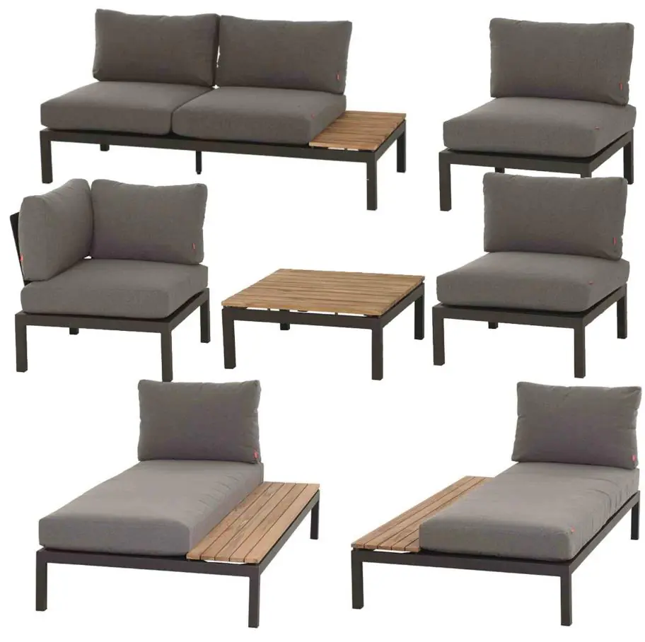 Siena Garden Gartenmöbel-Set Alvida Aluminium/Holz inkl. Kissen 7-tlg.