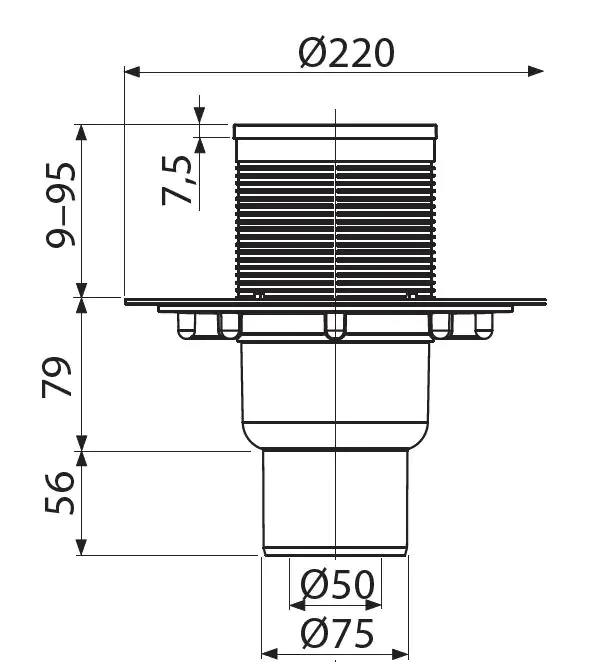 TrendLine Bodenablauf 10 x 10 cm senkrechter Ablauf TrendLine Bodenablauf 10 x 10 cm senkrechter Ablauf