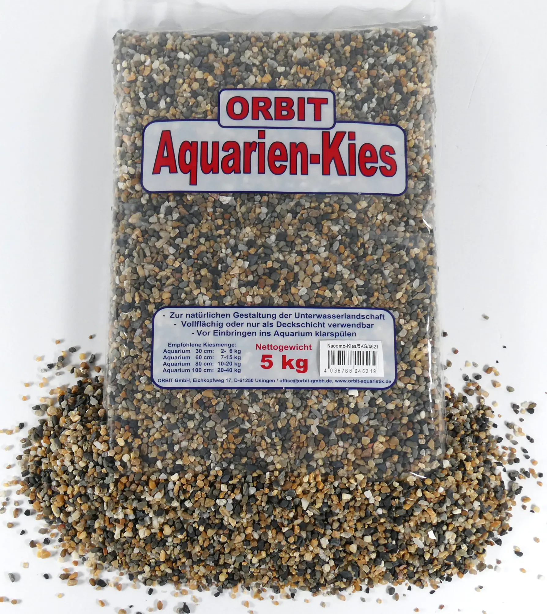Orbit Aquarien Kies Nacomo schwarz-beige-braun 5 kg
