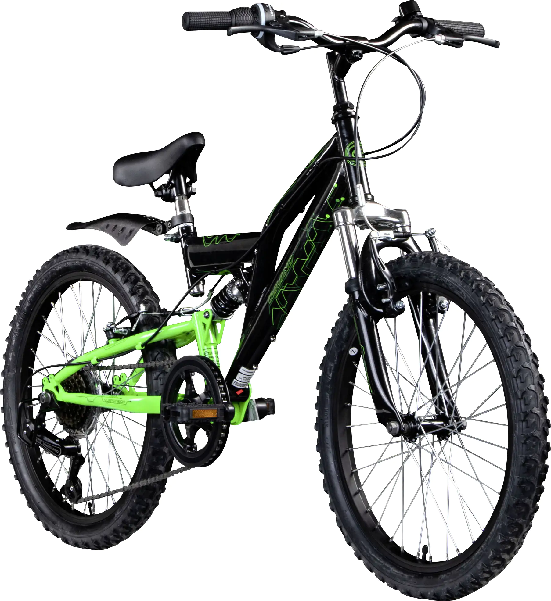 Galano Jugendfahrrad MTB Fully FS180 20 Zoll RH 31cm 6-Gang schwarz grün