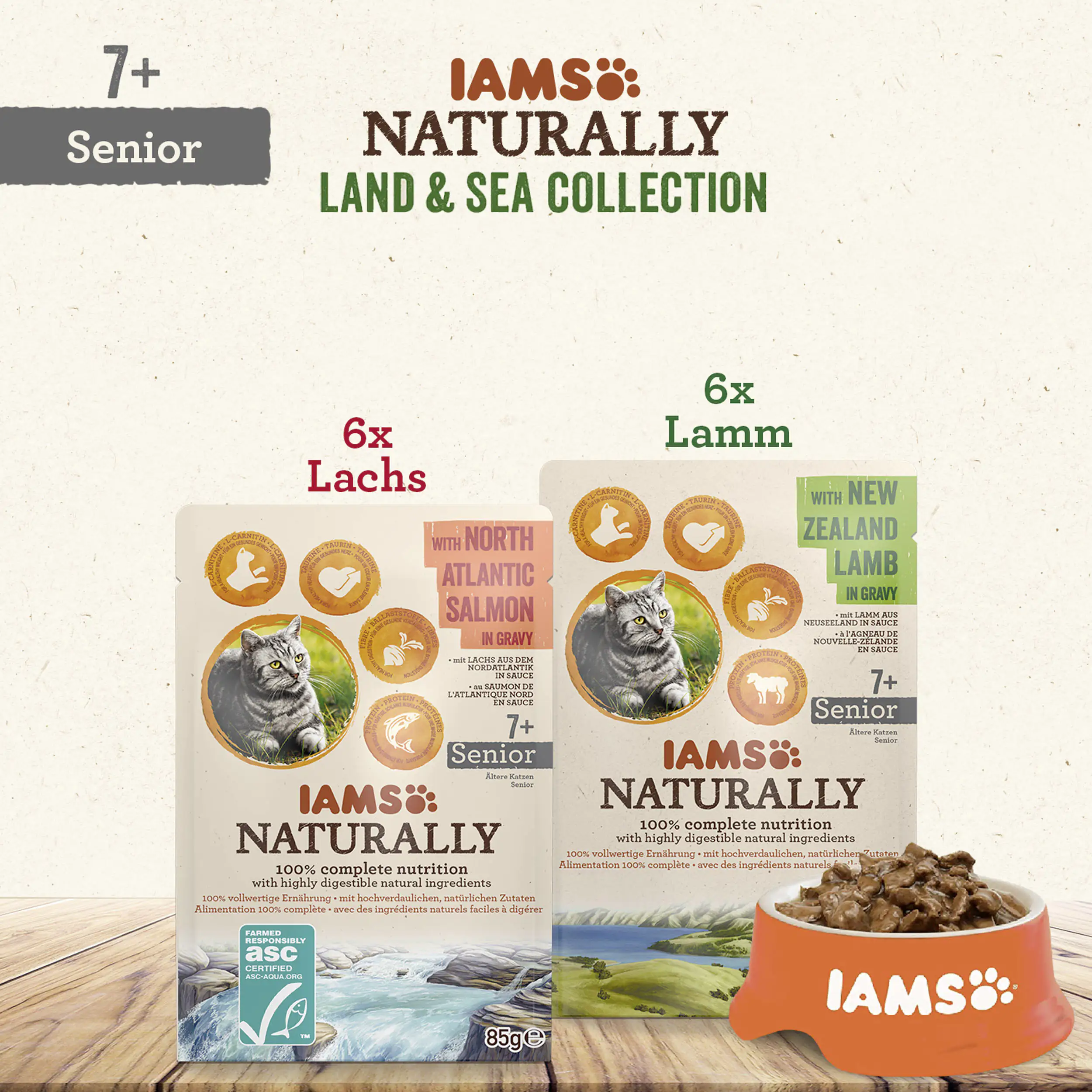 IAMS Naturally Katze Senior Mix 12x85g 12x 85g