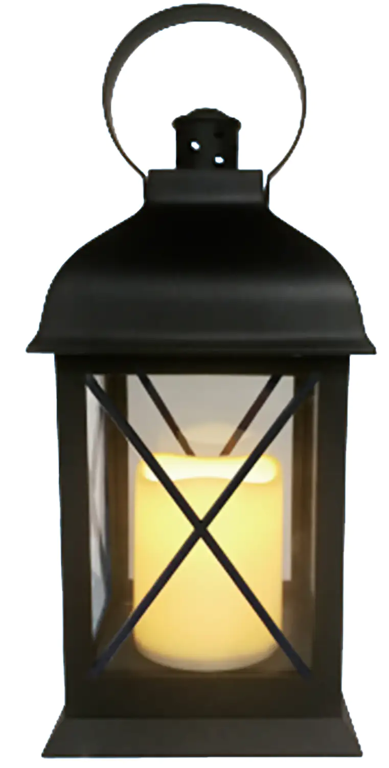 TrendLine LED Laterne schwarz 25 x 10,5 cm warmweiß mit Timer