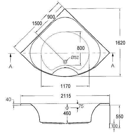 Ottofond Eckwanne Lima 150 x 150 cm, weiß