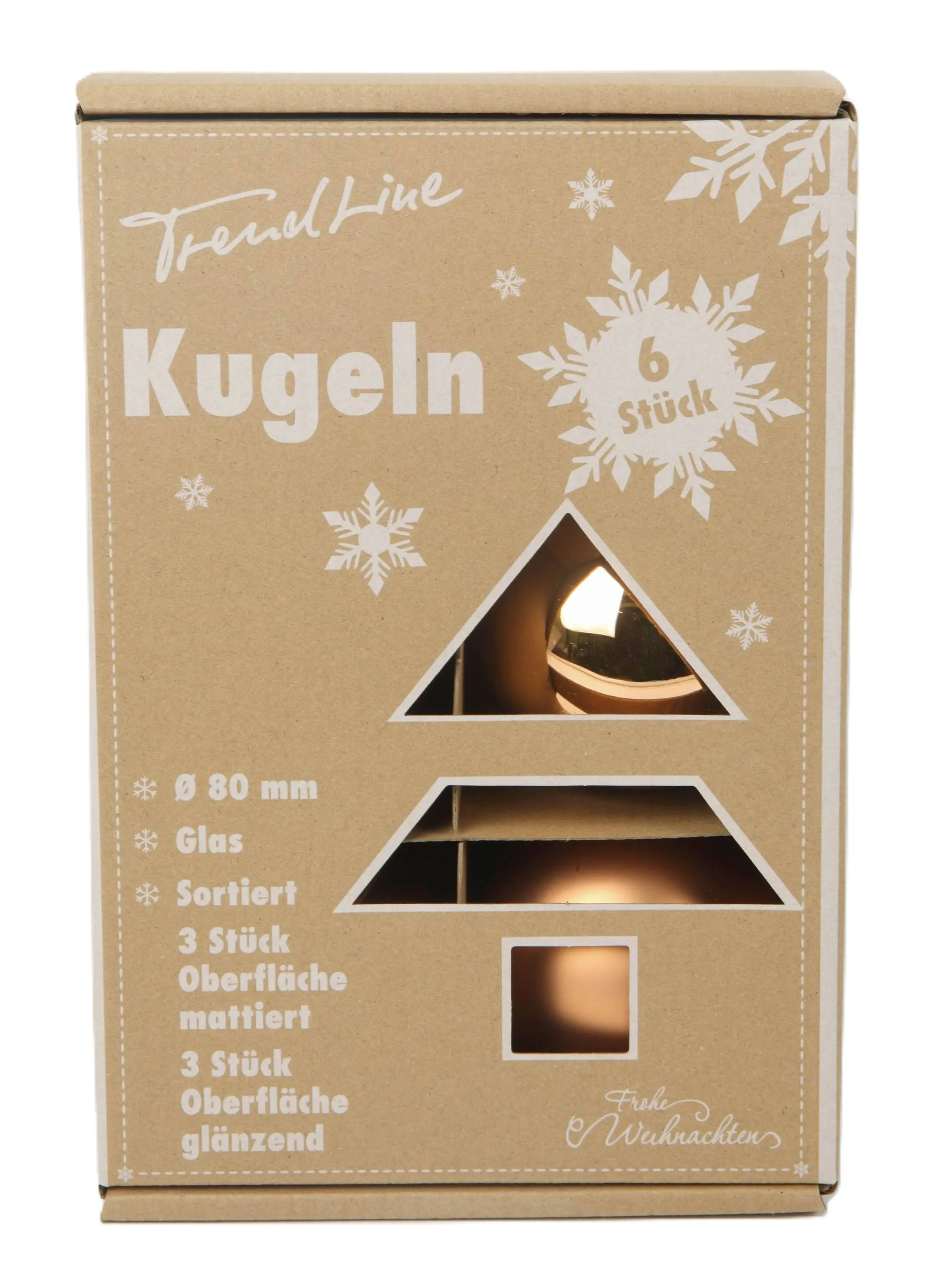 TrendLine Weihnachtskugeln aus Glas Ø 8 cm brandy-braun 6 Stück