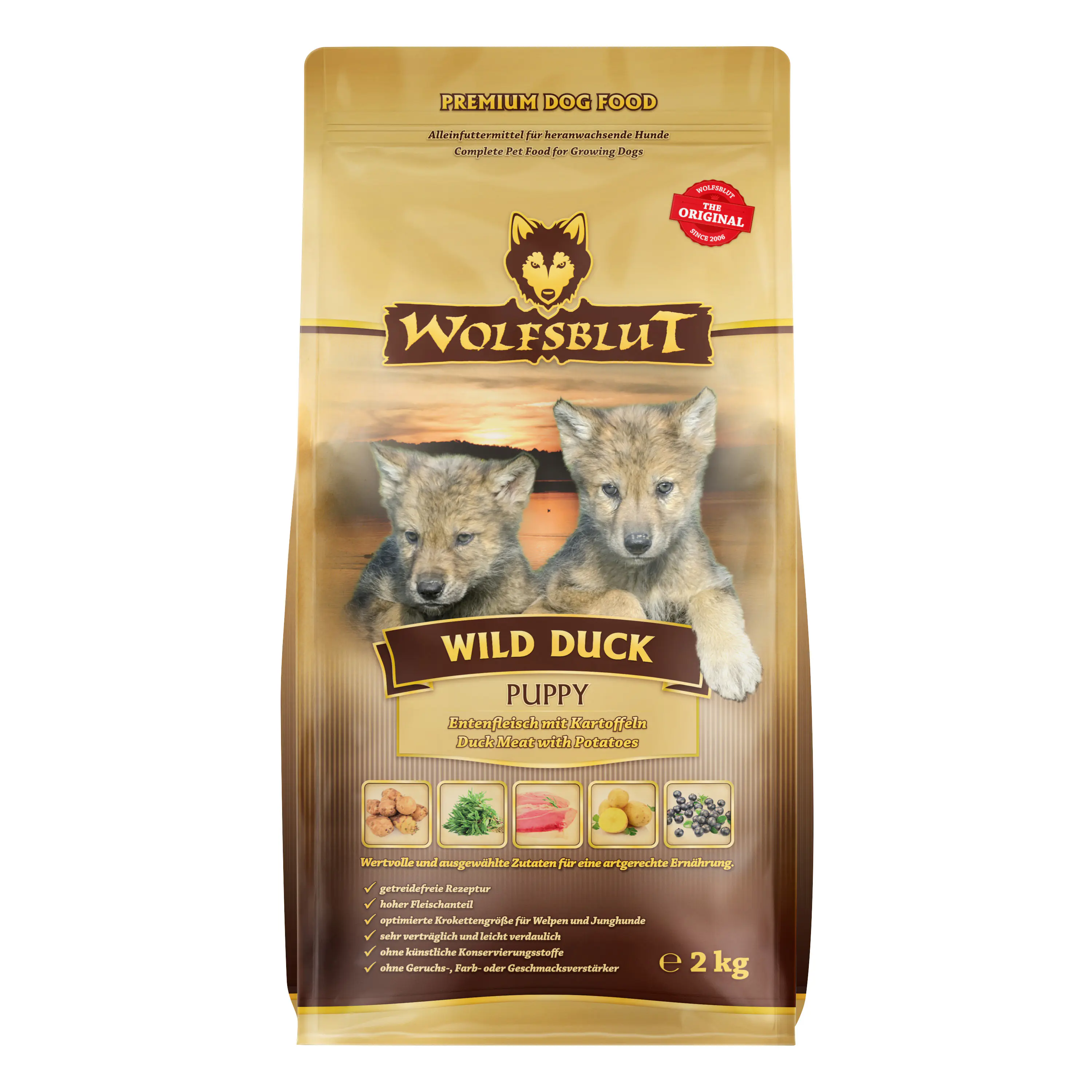 Wolfsblut Wild Duck Puppy Hundetrockenfutter Junior getreidefrei 2 kg Ente