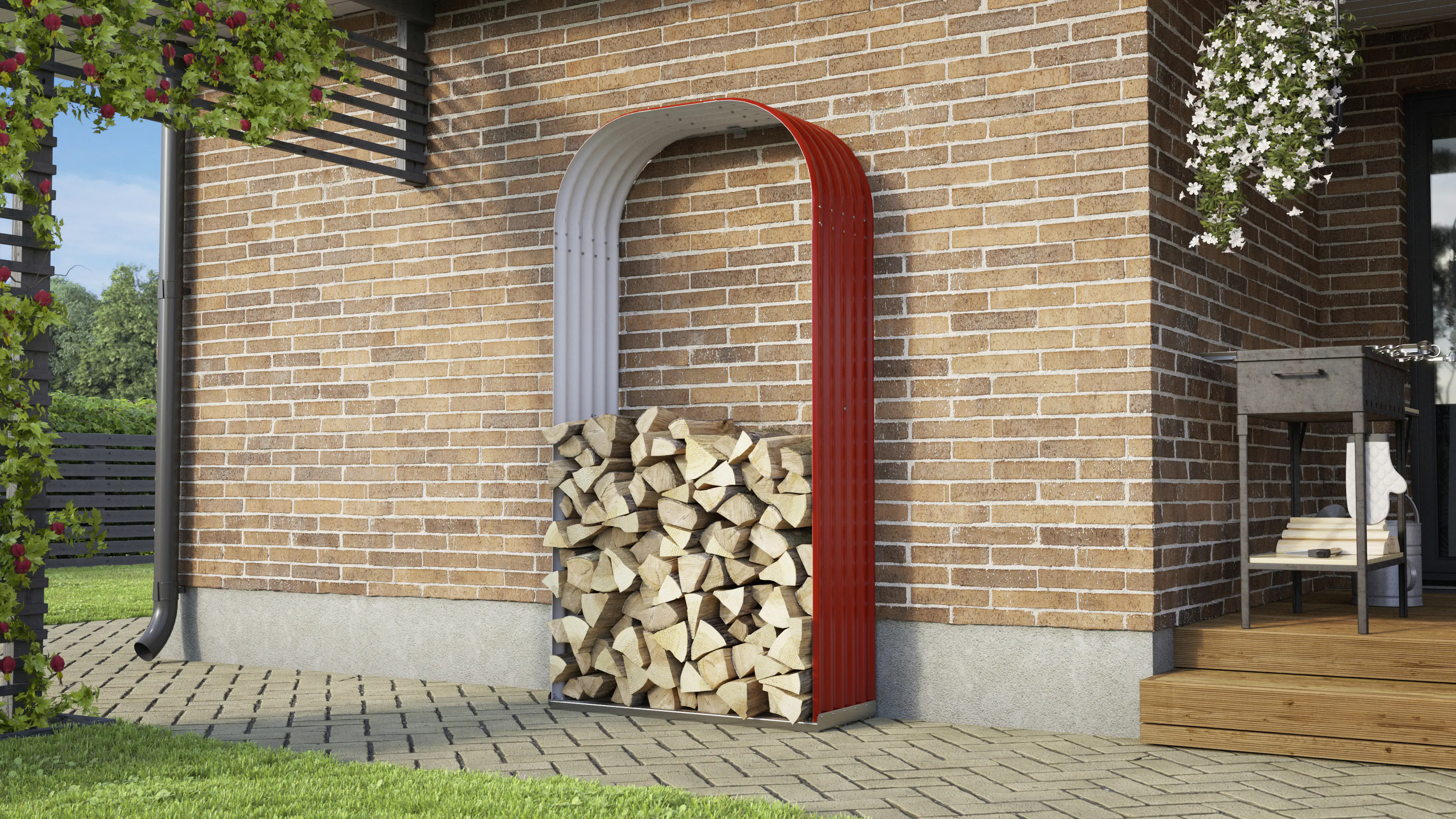 Vitavia Kaminholzregal Lignum 99 x 40 x 200 cm rubin Hochformat Vitavia Kaminholzregal Lignum 99 x 40 x 200 cm rubin Hochformat