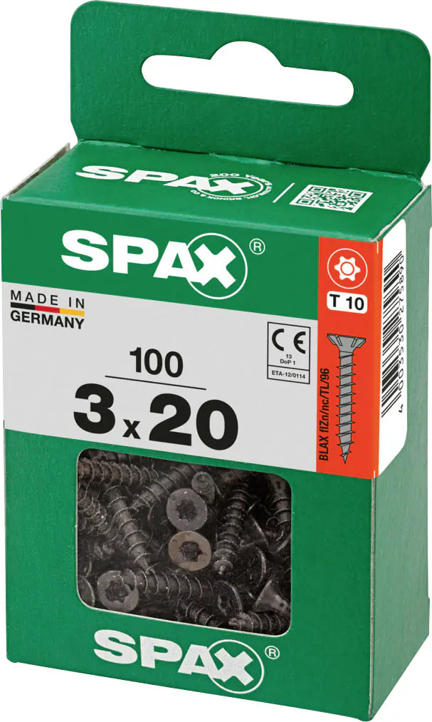 Spax Universalschrauben 3 x 20 mm T10 Vollgewinde - 100 Stk.  Spax Universalschrauben 3 x 20 mm T10 Vollgewinde - 100 Stk.