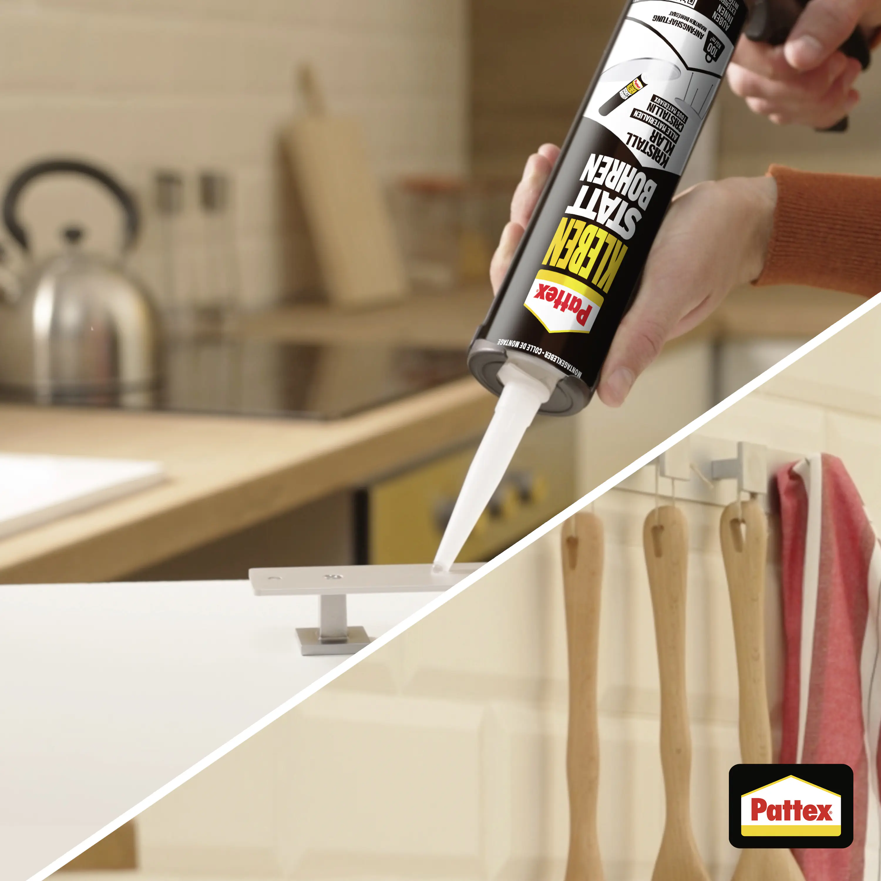 Pattex Montagekleber Kleben statt Bohren Kristallklar 290 g Kartusche, transparent