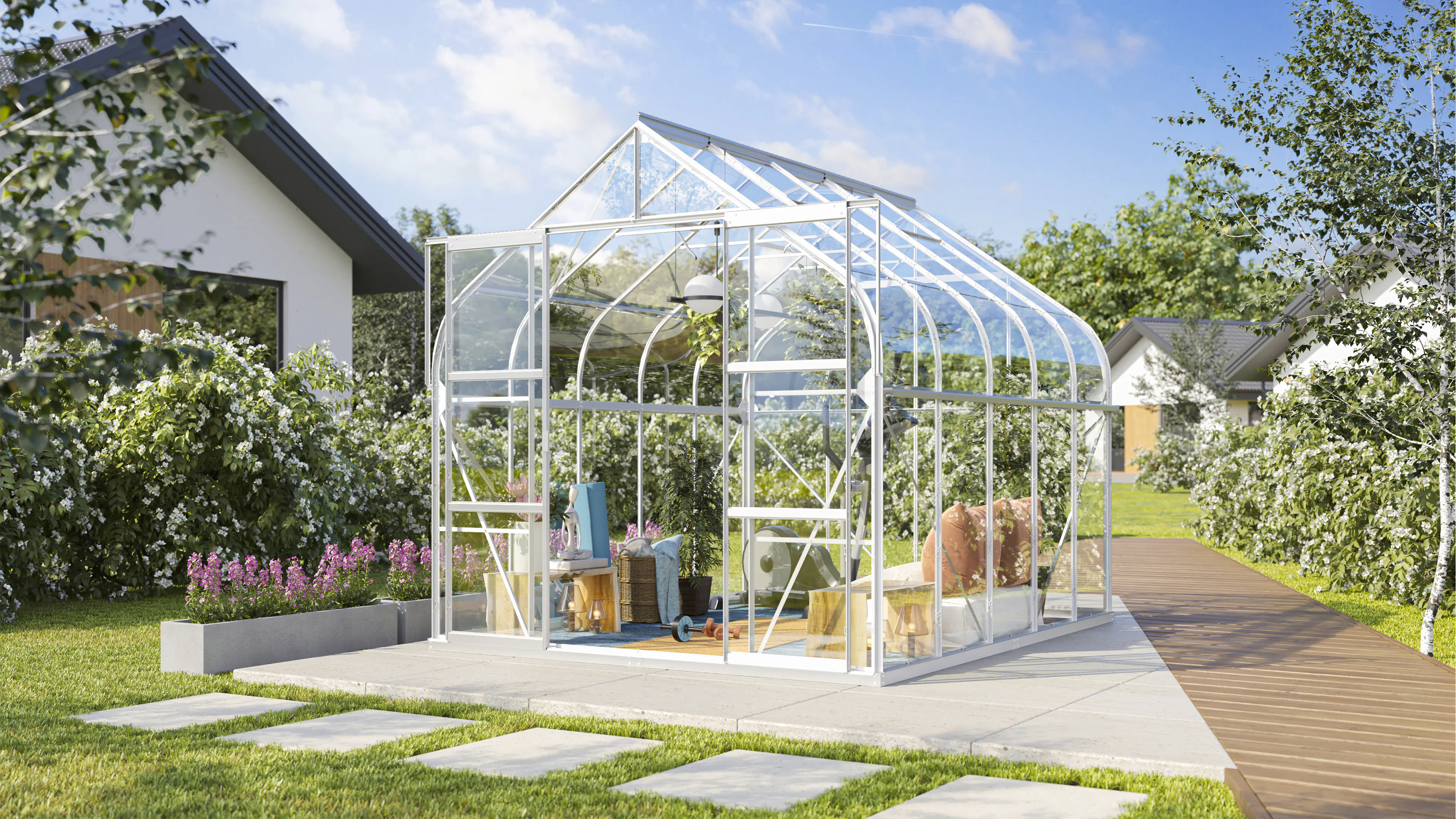 Vitavia Gewächshaus-Set Dione 8300 ESG 3 mm alu 254 x 317 cm 