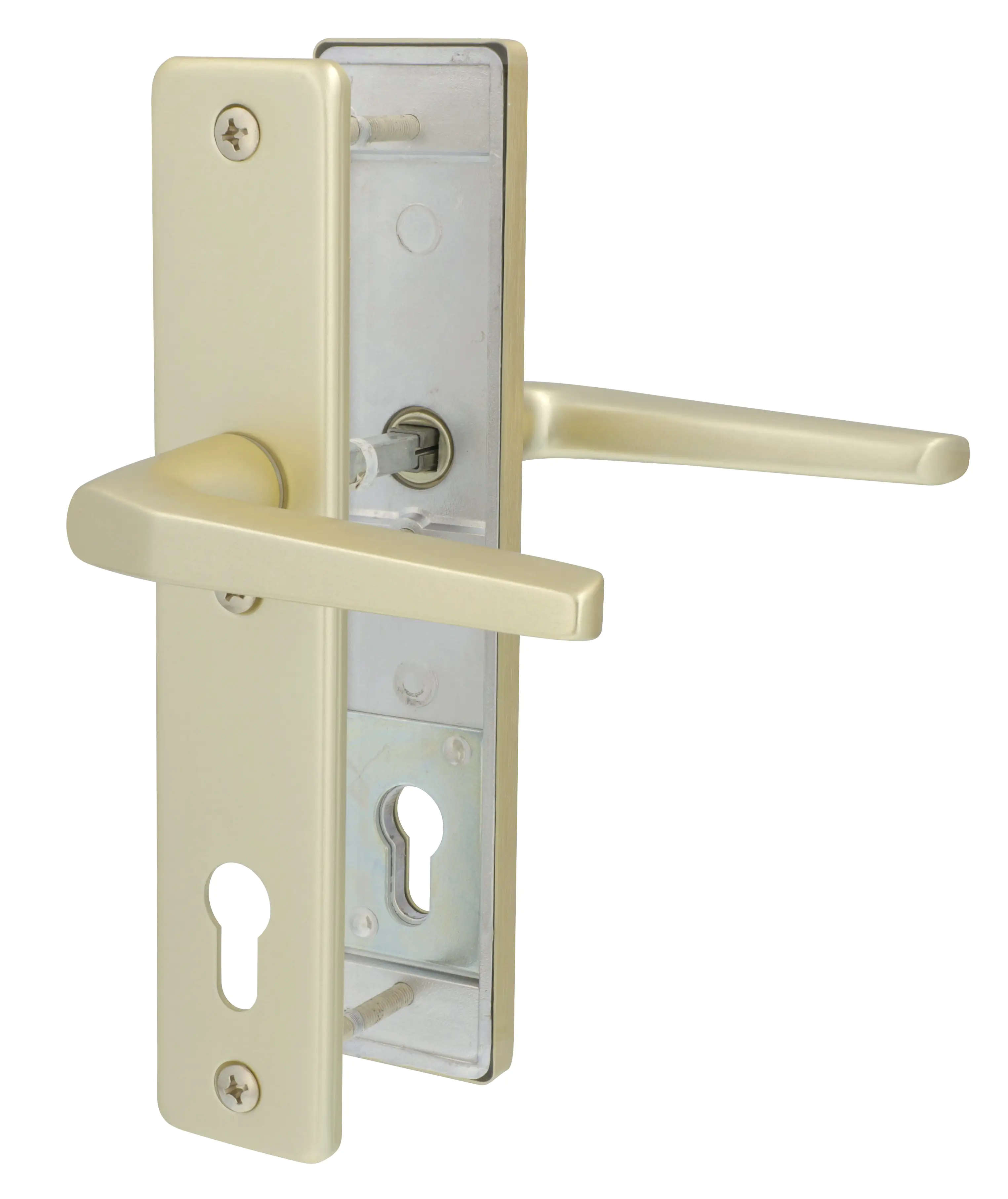 Alpertec Schutzbeschlag Tira Drücker/Drücker Aluminium neusilber 92 mm