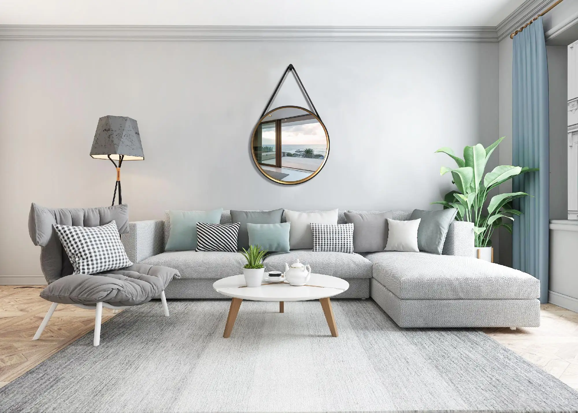 DSK Design Spiegel Black Primavera Ø55 cm, außen schwarz und innen gold