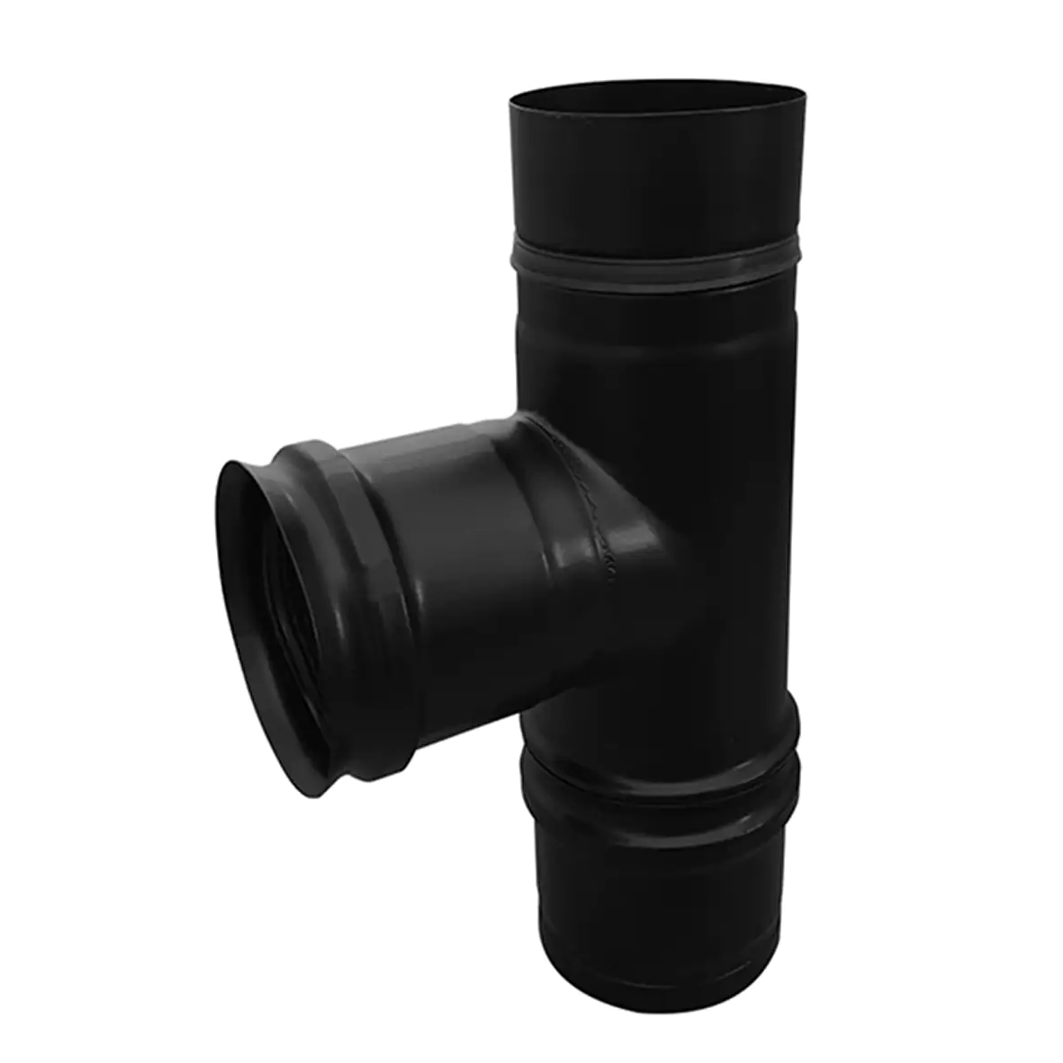 Anschluss-T-Stück Pelletofenrohre schwarz