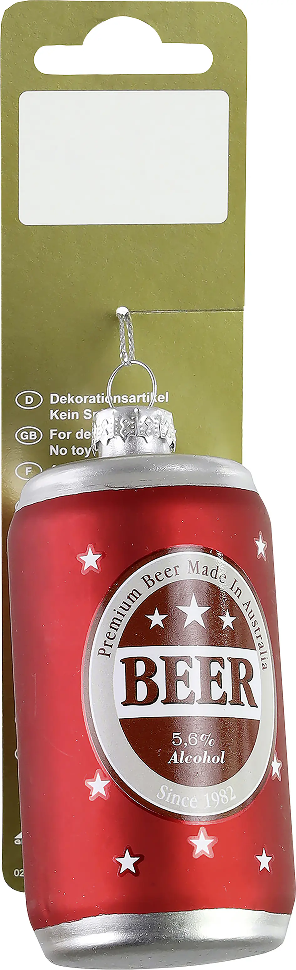 Dekohänger Bierdose Glas 8 x 4 cm rot