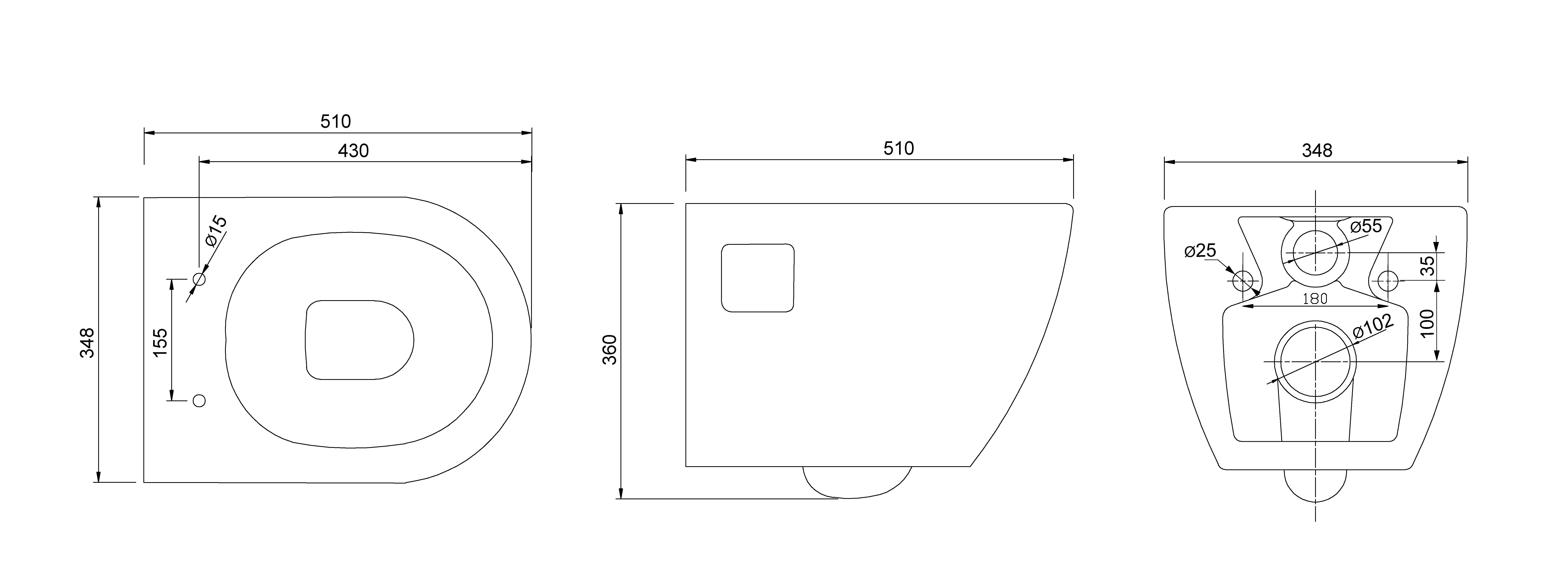 Primaster Wand WC spülrandlos Lea Tiefspüler weiß inkl. WC Sitz