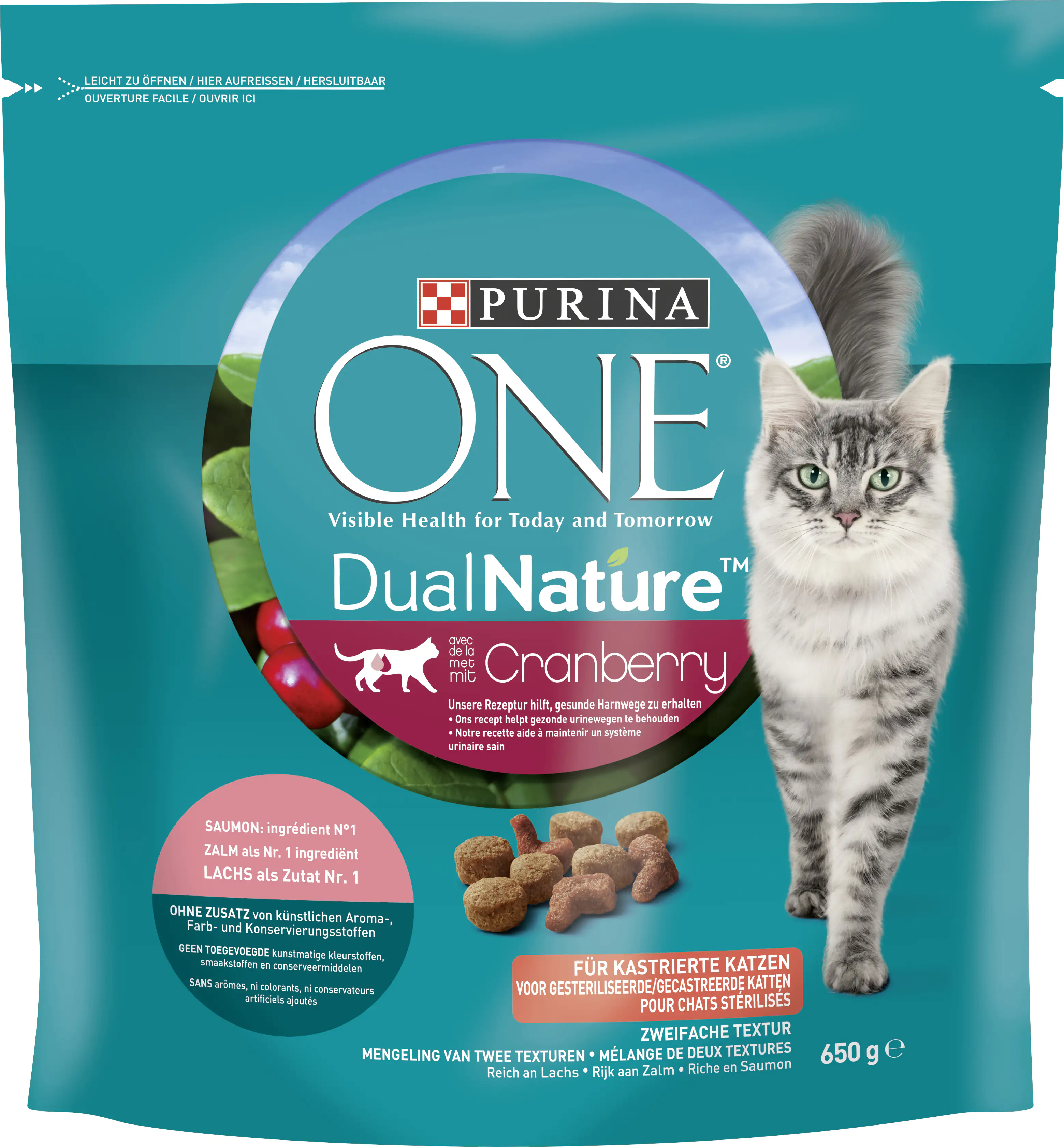 Purina One Katzenfutter DualNature Sterilcat mit Cranberry & Lachs 650 g