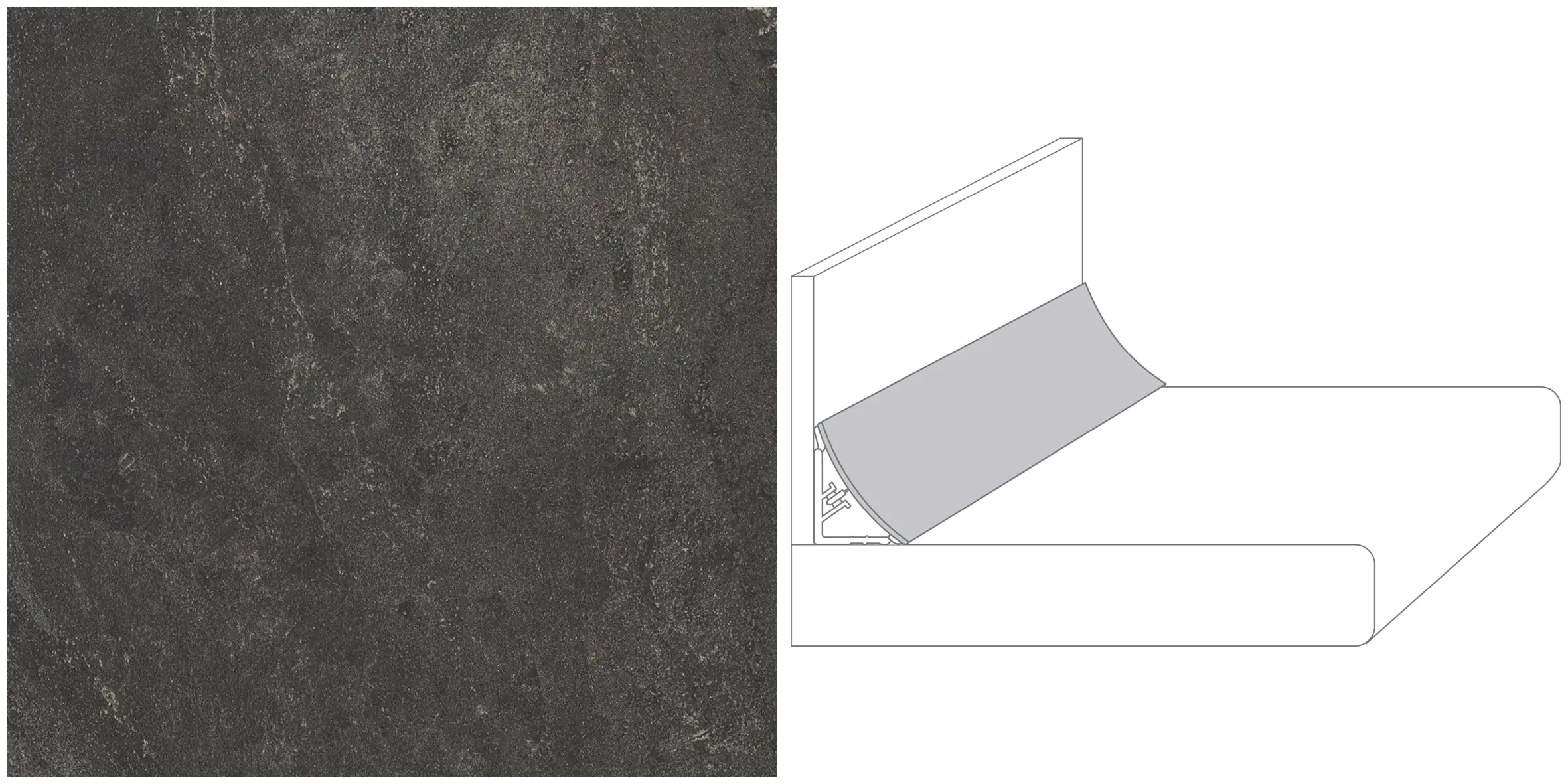 GetaElements Wandanschlußprofil Plus BZ173 Bronzit schwarz 59x2x3 cm