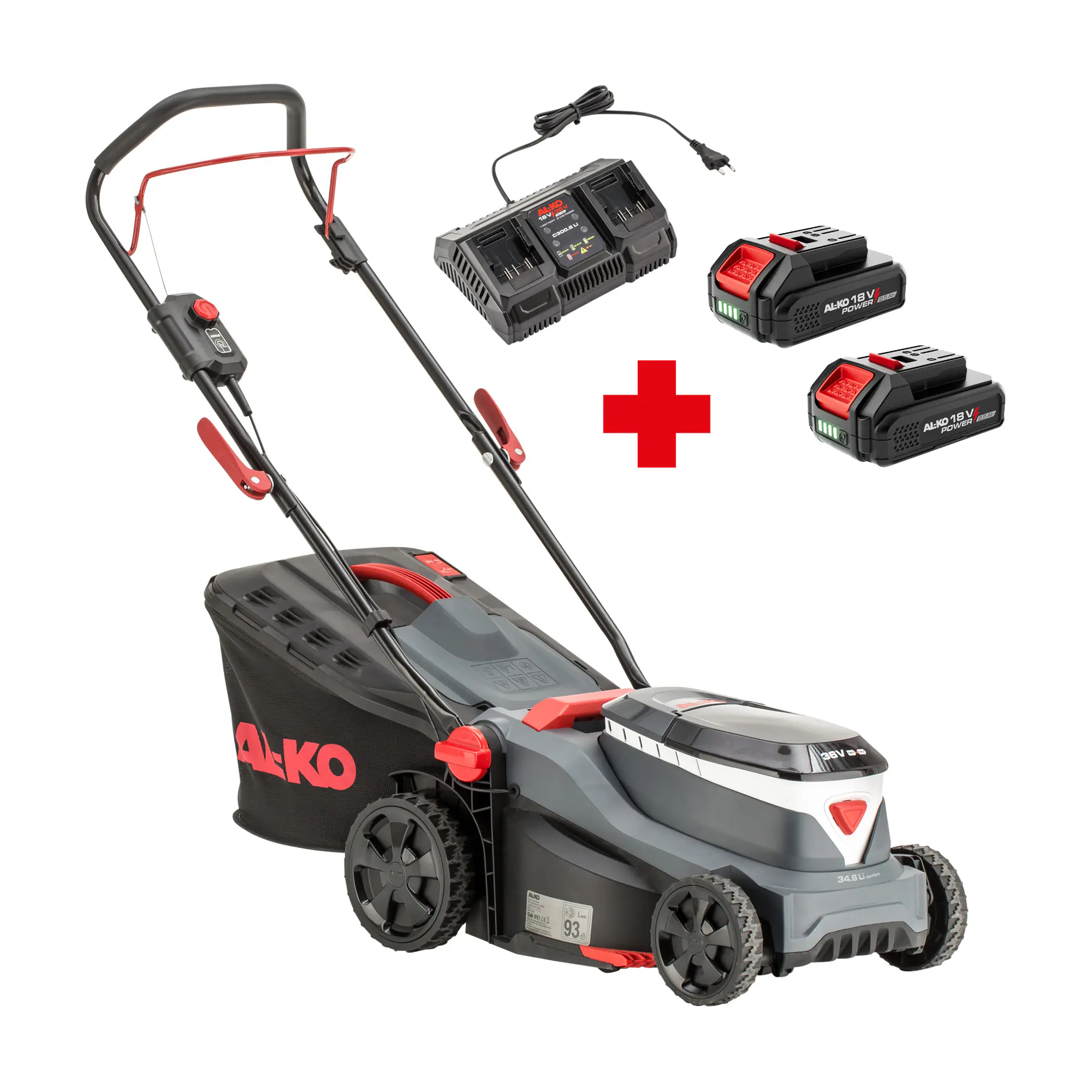  AL-KO Akku-Rasenmäher 34.6 Li Comfort 18 V 34 cm Schnittbreite inkl. 2 Akkus und Doppel-Ladegerät