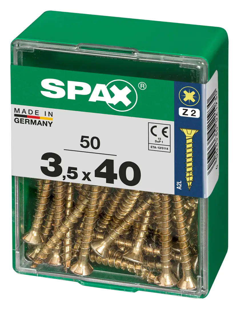 Spax Universalschrauben 3.5 x 40 mm PZ 2 - 50 Stk. Spax Universalschrauben 3.5 x 40 mm PZ 2 - 50 Stk.