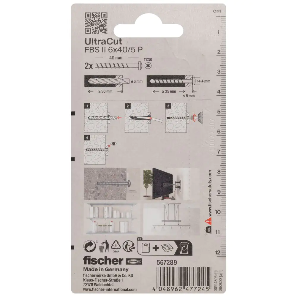 fischer Betonschraube UltraCut FBS II 6 x 40/ 5 Panhead - 2 Stück fischer Betonschraube UltraCut FBS II 6 x 40/ 5 Panhead - 2 Stück