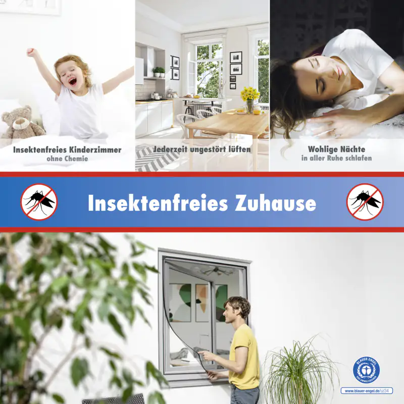 TrendLine Fliegenschutz-Magnetfenster 100 x 120 cm anthrazit/anthrazit kürzbar